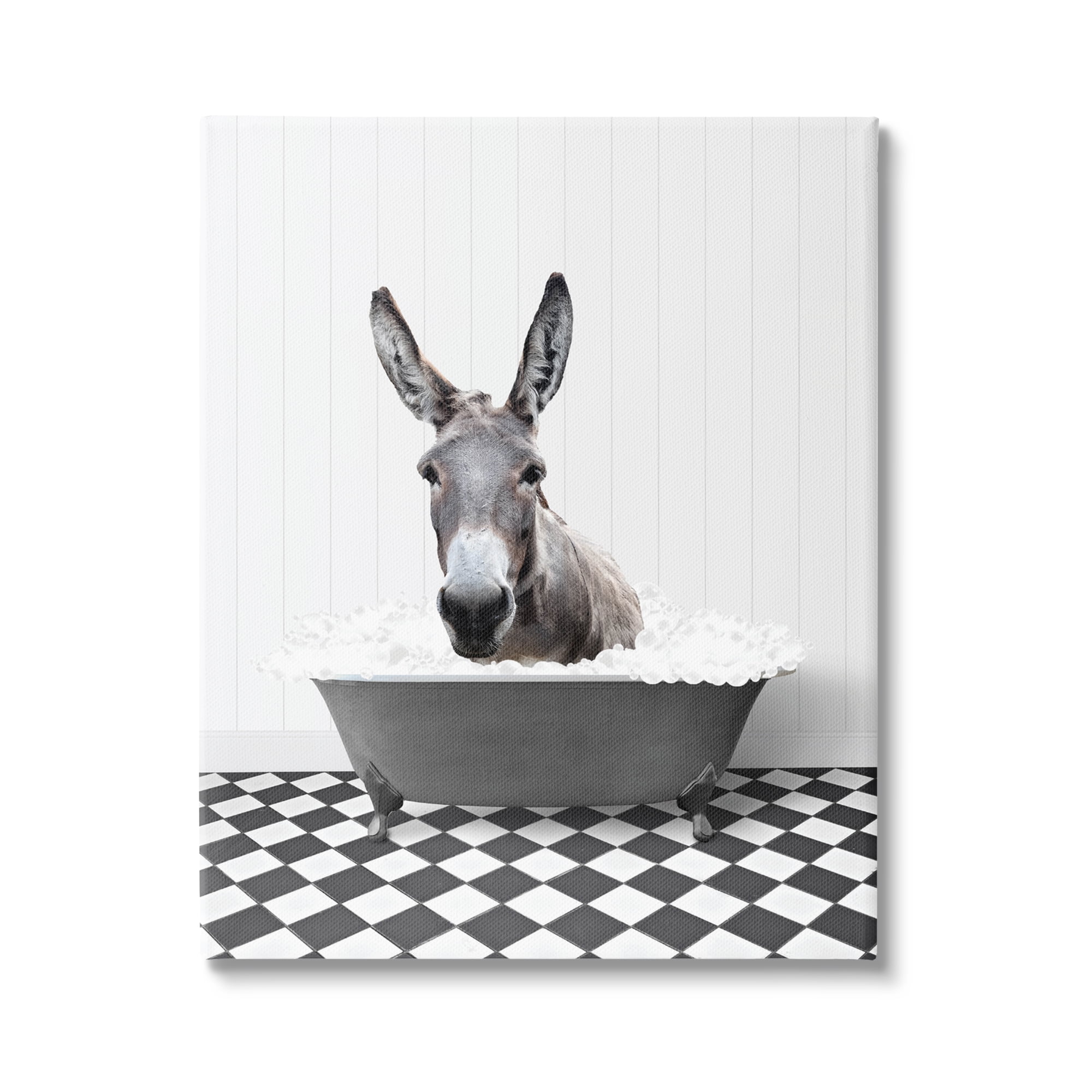 Stupell Industries Vintage Tub Donkey Animals & Insects Painting Gallery Wrapped Canvas Print Wall Art, 24 x 30