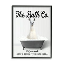 Stupell Industries Vintage Tub Llama Animals & Insects Painting Black Framed Art Print Wall Art, 11 x 14