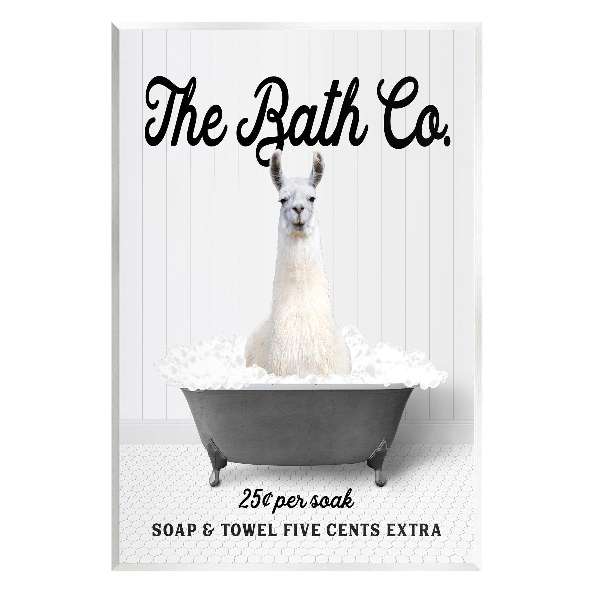 Stupell Industries Funny Giraffe In A Tub Wall Art - 11x14 Inch Grey Framed Bathroom Decor, By Rachel Neiman - View #2