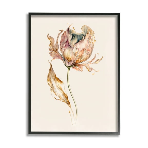 Stupell Industries Vintage Tulip Petals Botanical & Floral Painting Black Framed Art Print Wall Art, 11 x 14