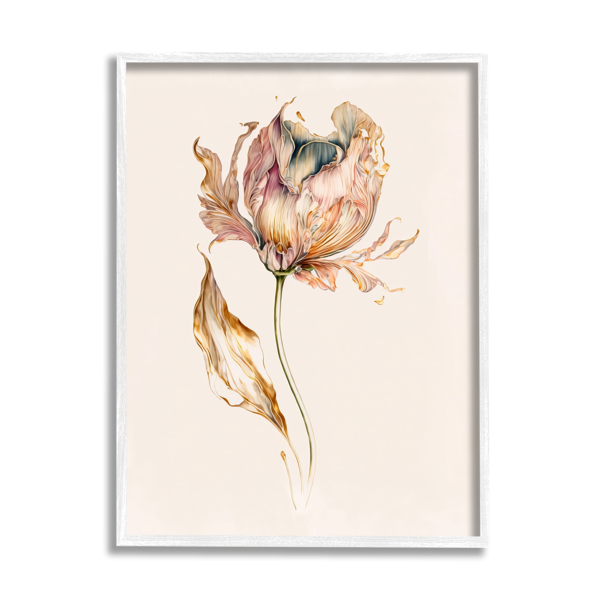 Stupell Industries Vintage Tulip Petals Botanical & Floral Painting White Framed Art Print Wall Art, 16 x 20