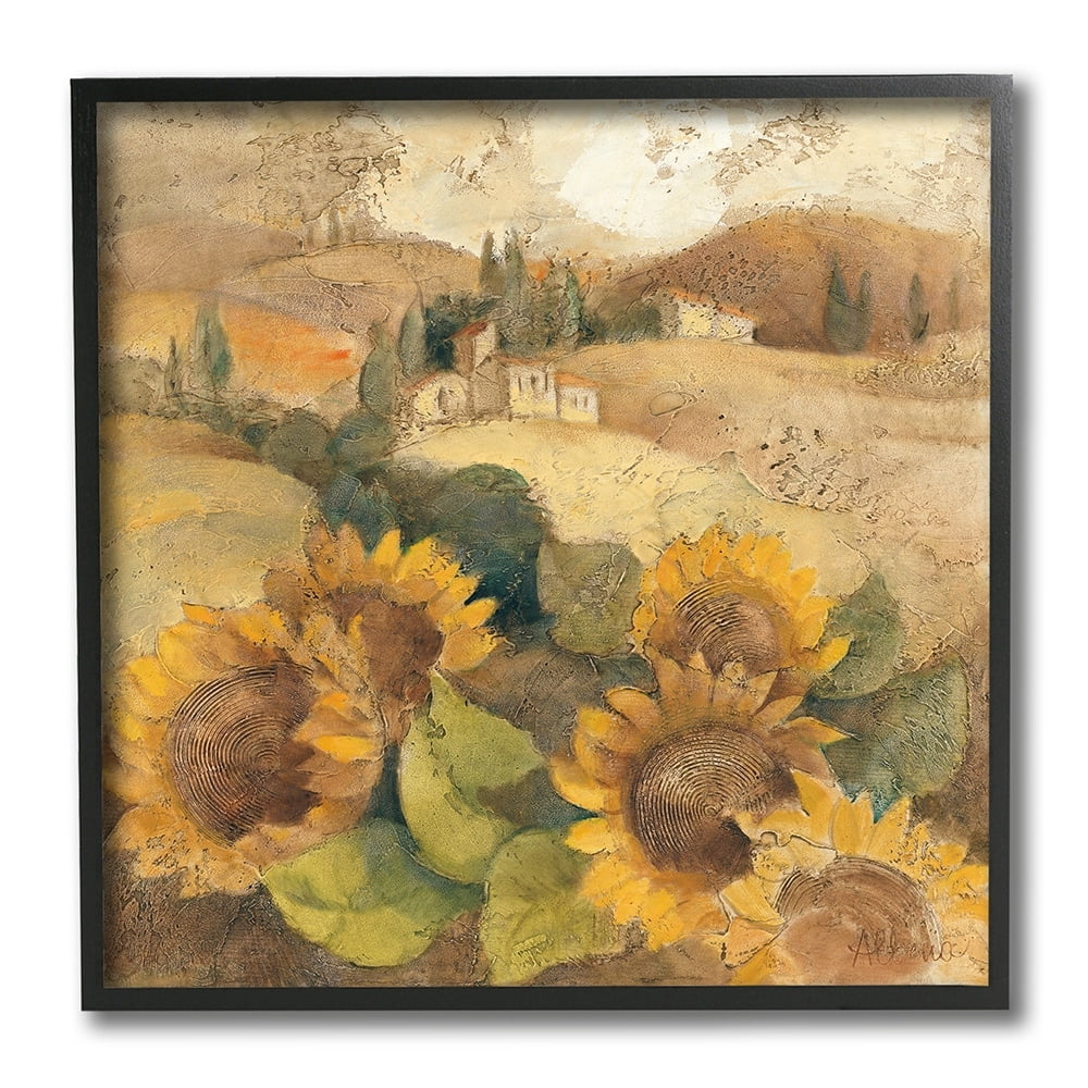 Stupell Industries Vintage Tuscan Sunflowers Soft Yellow Brown Black Framed by Albena Hristova