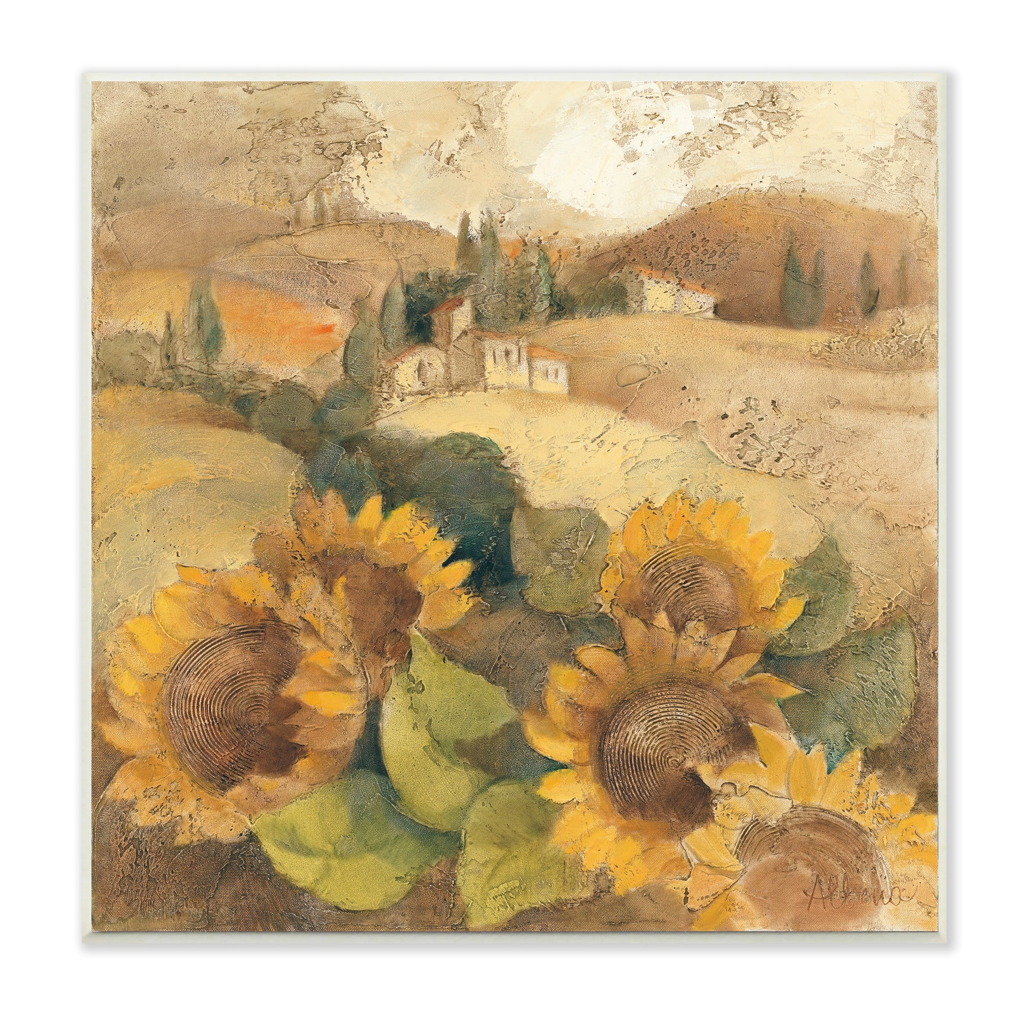 Stupell Industries Vintage Tuscan Sunflowers Soft Yellow Brown Wall Plaque by Albena Hristova