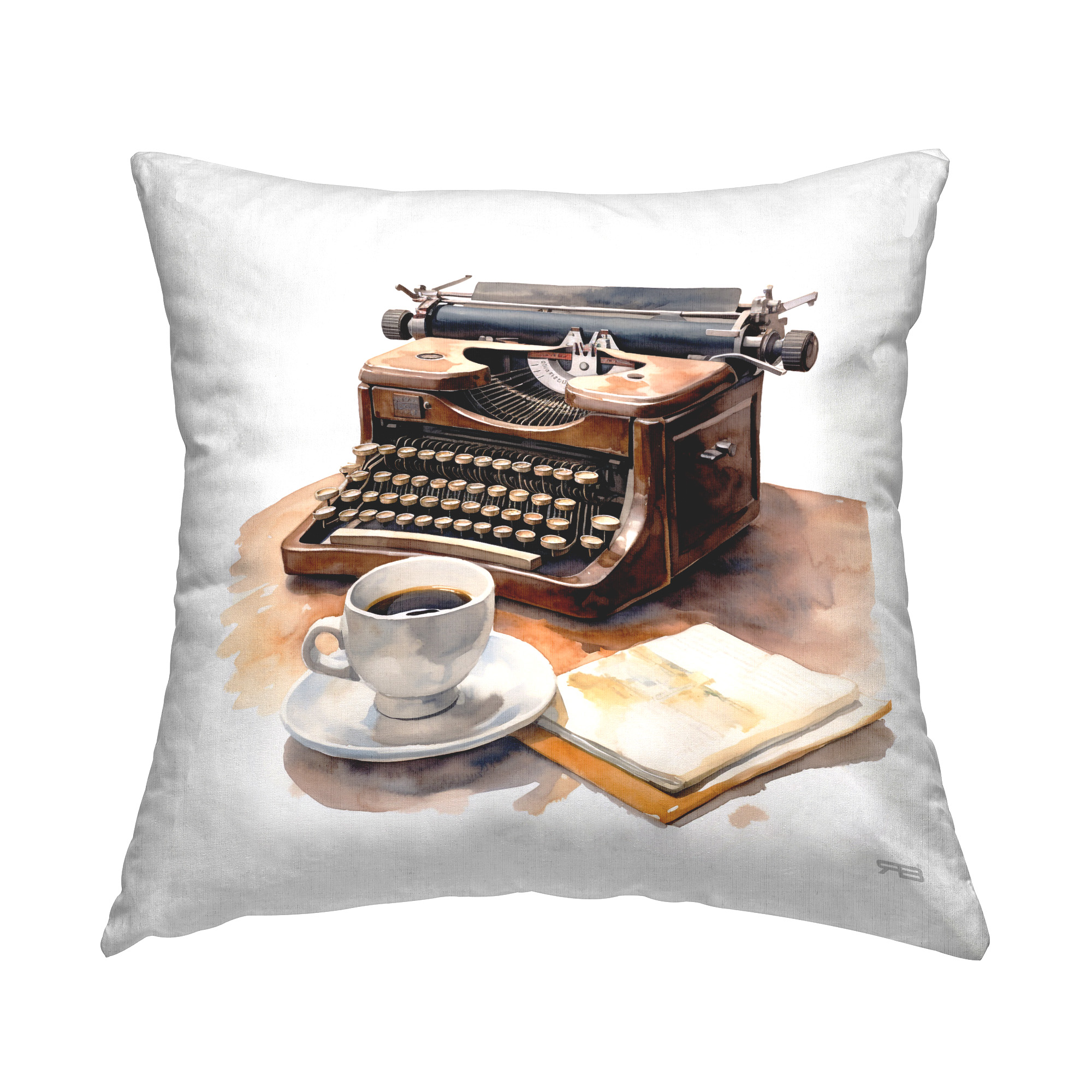 Stupell Industries Vintage Typewriter & Mug Decorative Printed Throw Pillow Design by RB