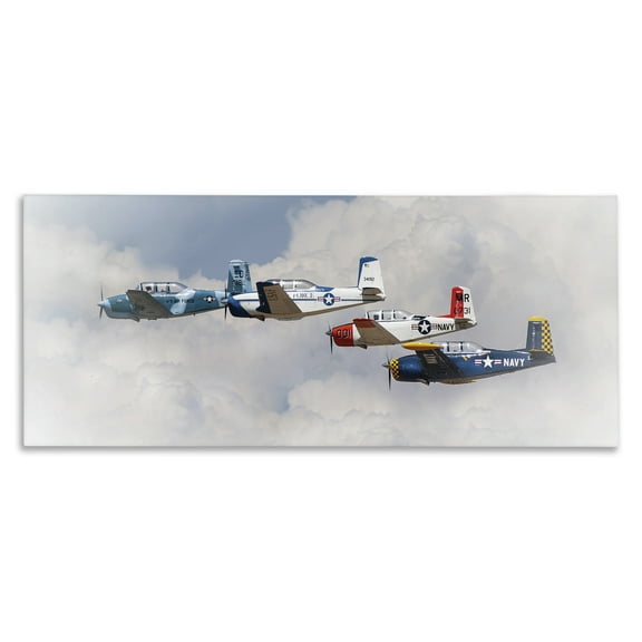 Stupell Industries Vintage USA Airplanes Canvas Wall Art design by JG Studios, 13 x 30