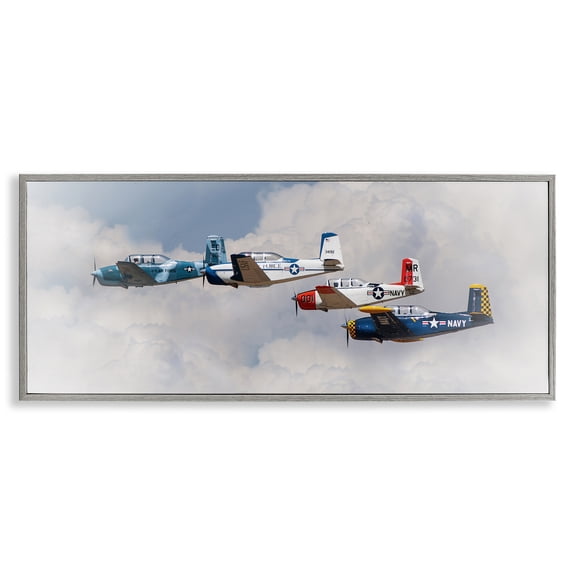 Stupell Industries Vintage USA Airplanes Gray Framed Giclee Art design by JG Studios, 10 x 24