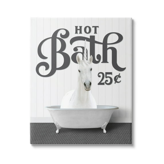 Stupell Industries Vintage Unicorn Tub Animals & Insects Painting Gallery Wrapped Canvas Print Wall Art, 16 x 20