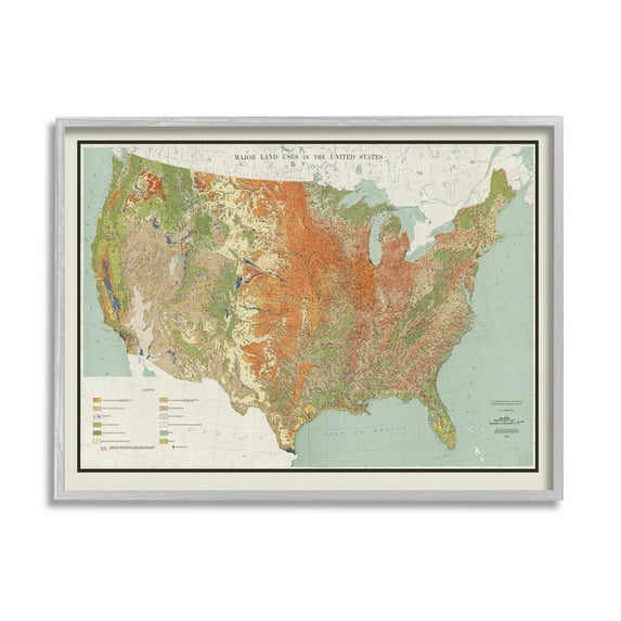 Stupell Industries Vintage United States Map Major Land Uses 1950, 30 x 24, Design by Daphne Polselli