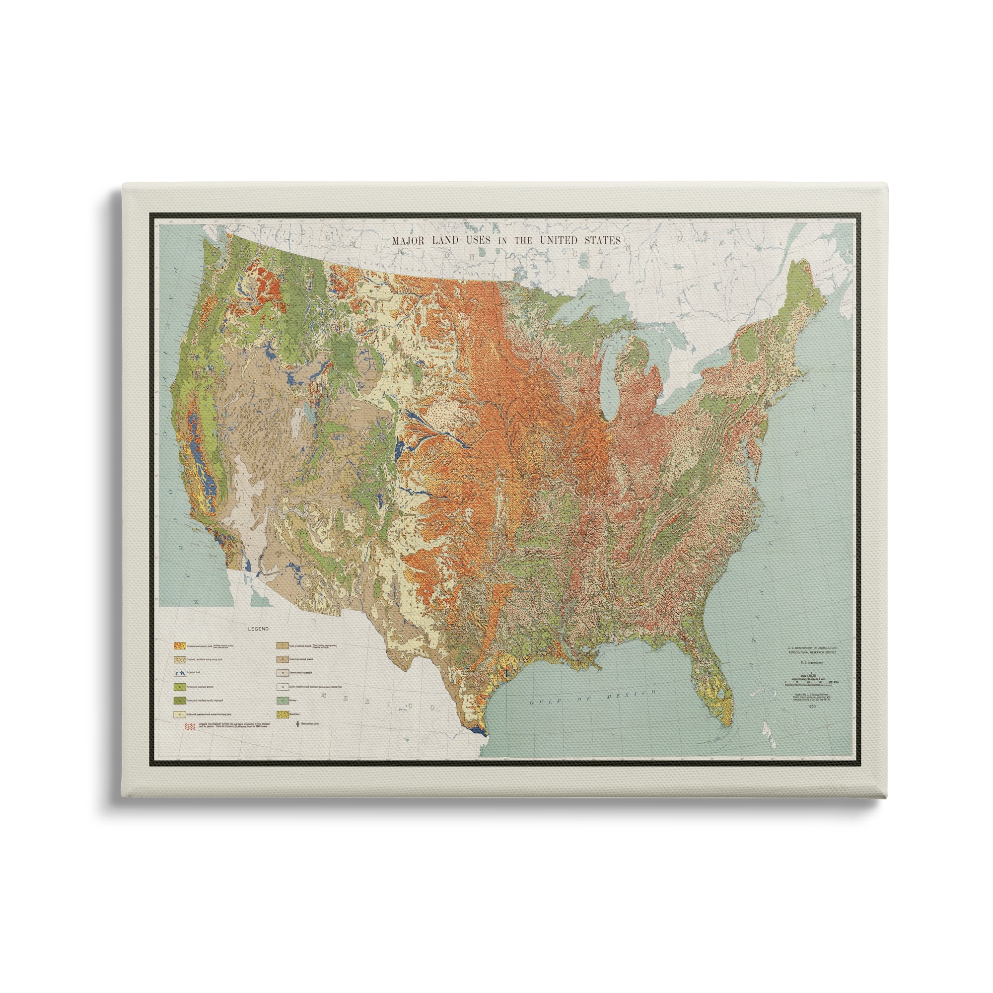 Stupell Industries Vintage United States Map Major Land Uses 1950, 40 x 30, Design by Daphne Polselli