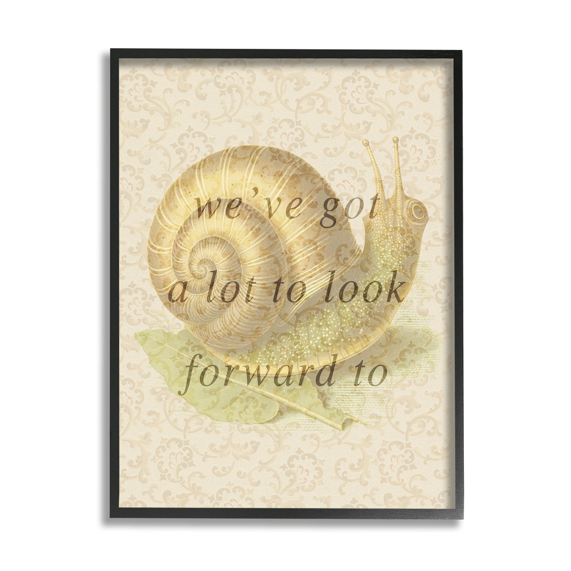 Stupell Industries Vintage Uplifting Snail Animals & Insects Painting Black Framed Art Print Wall Art, 24 x 30