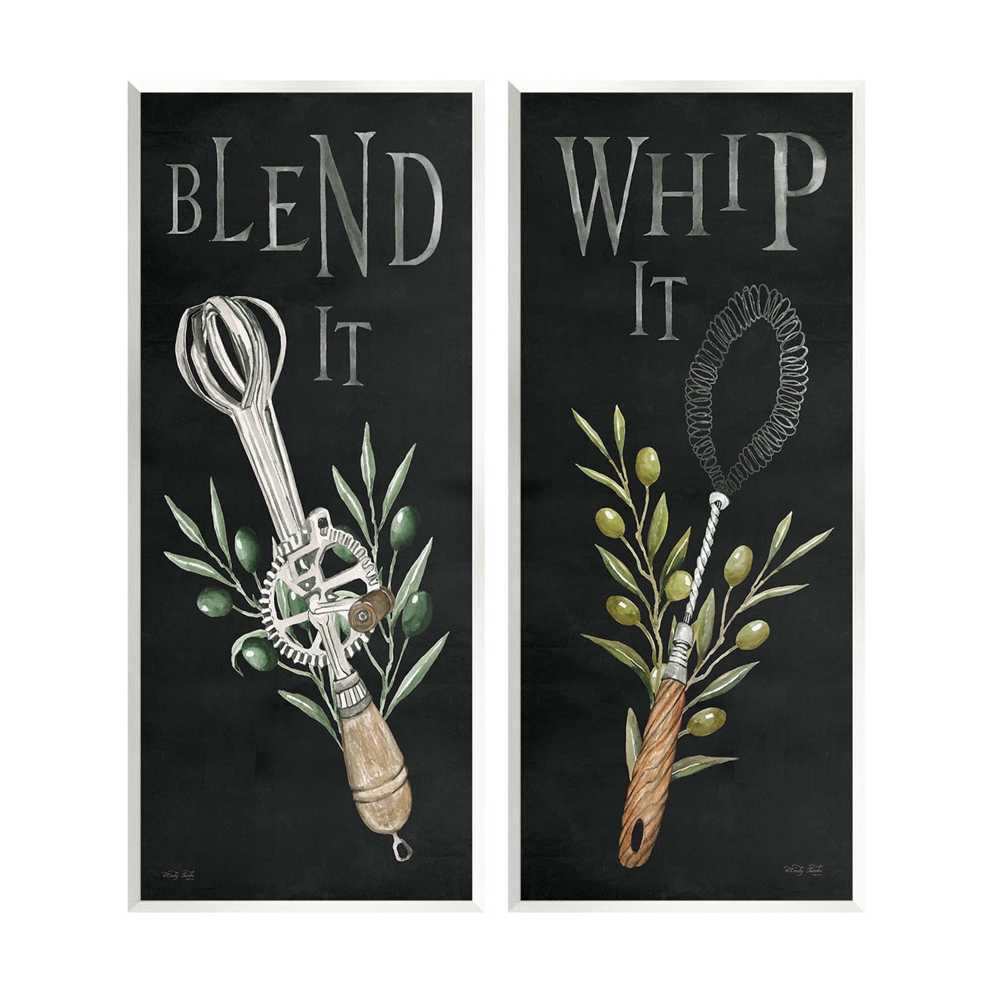 Stupell Industries Vintage Utensil Phrases Botanical & Floral Painting Unframed Art Print Wall Art, 7 x 17, Set of 2
