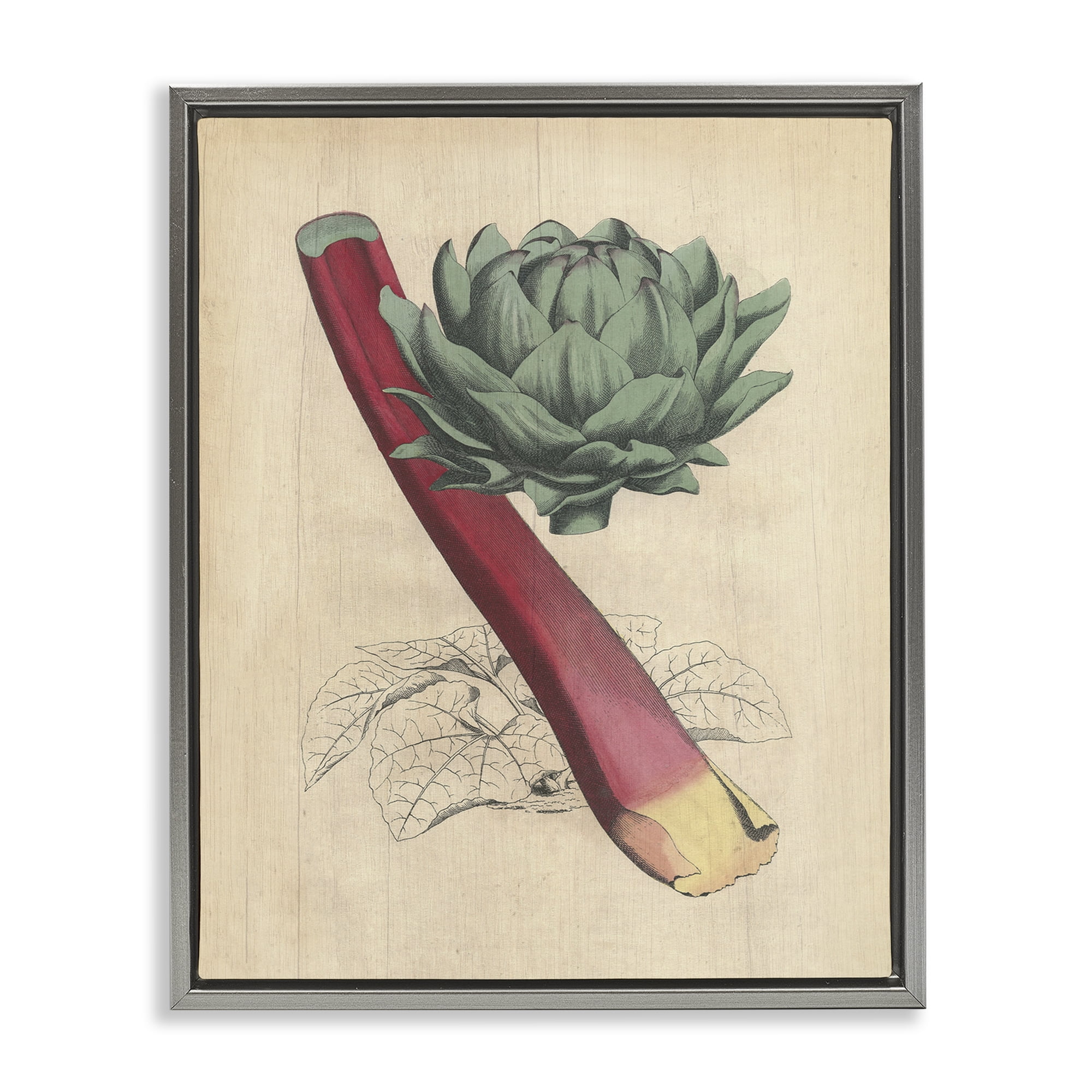 Stupell Industries Vintage Vegetable Studies Food & Beverage Painting Gray Floater Framed Canvas Art Print Wall Art, 17 x 21