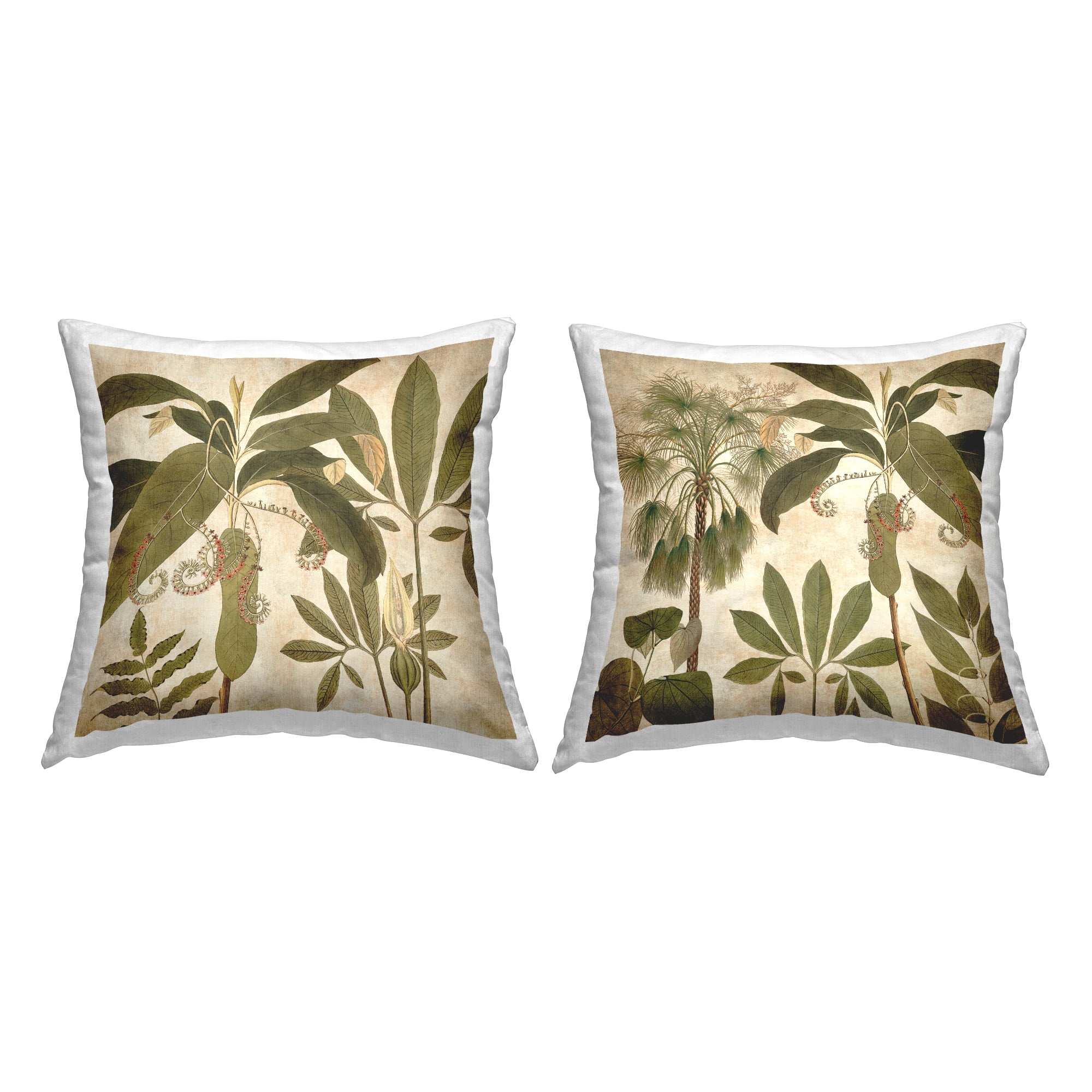 Stupell Industries Vintage Vegetation Leaves Printed Throw Pillow Design by Chris Donovan (Set of 2)