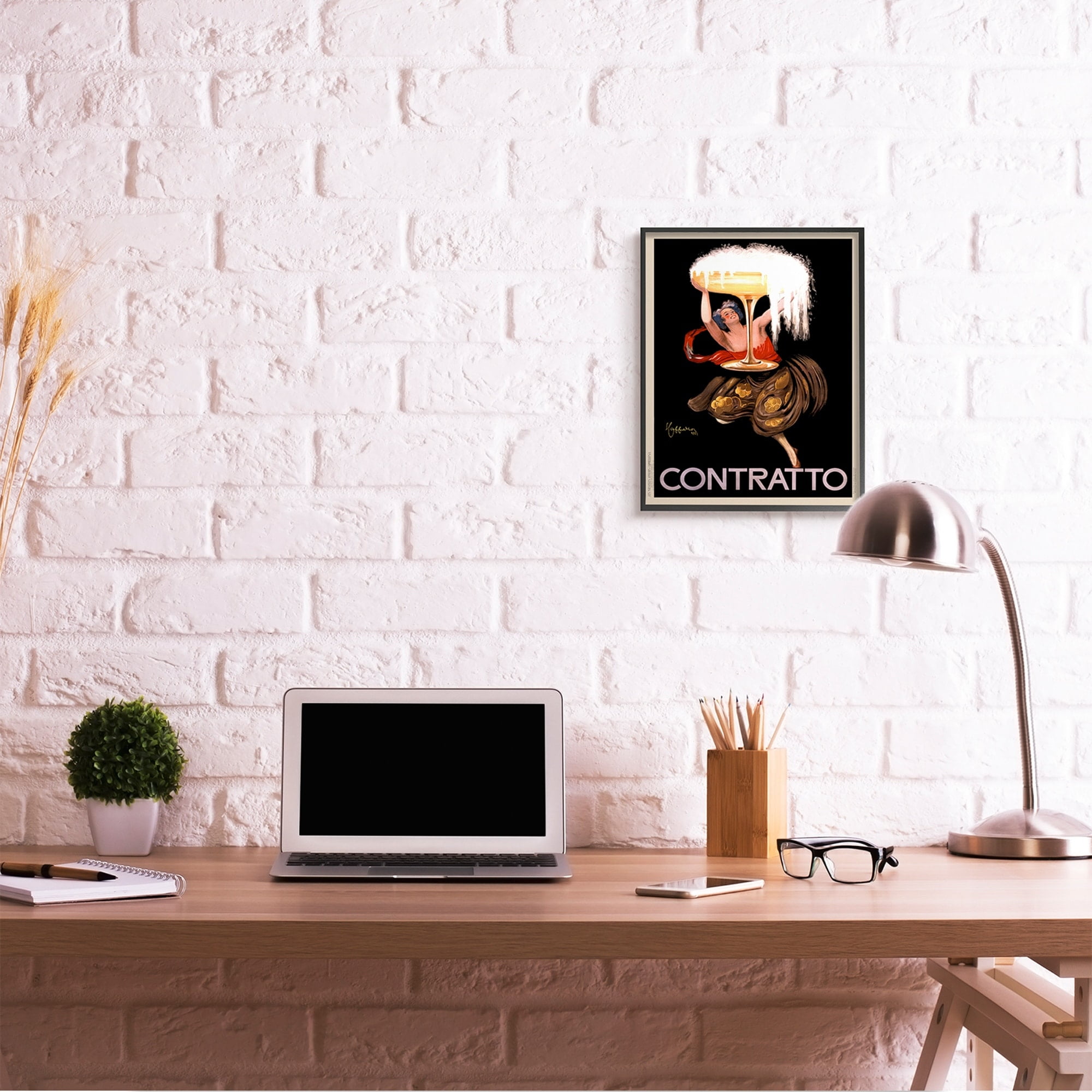 Stupell Industries Vintage Vermouth Cocktail Illustrative Advertisement Contratto Black Framed by Anonymous