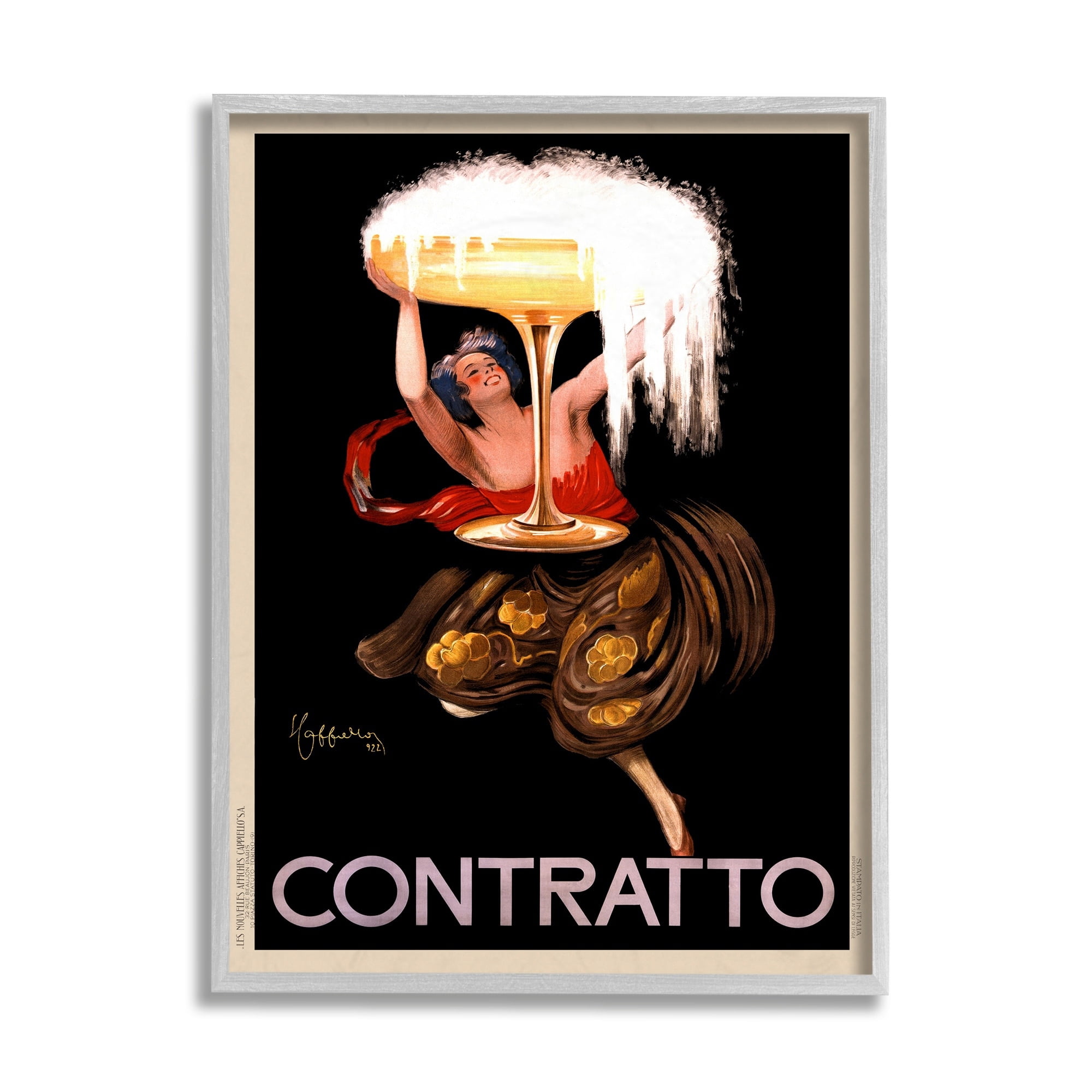 Stupell Industries Vintage Vermouth Cocktail Illustrative Advertisement Contratto Gray Framed by Anonymous