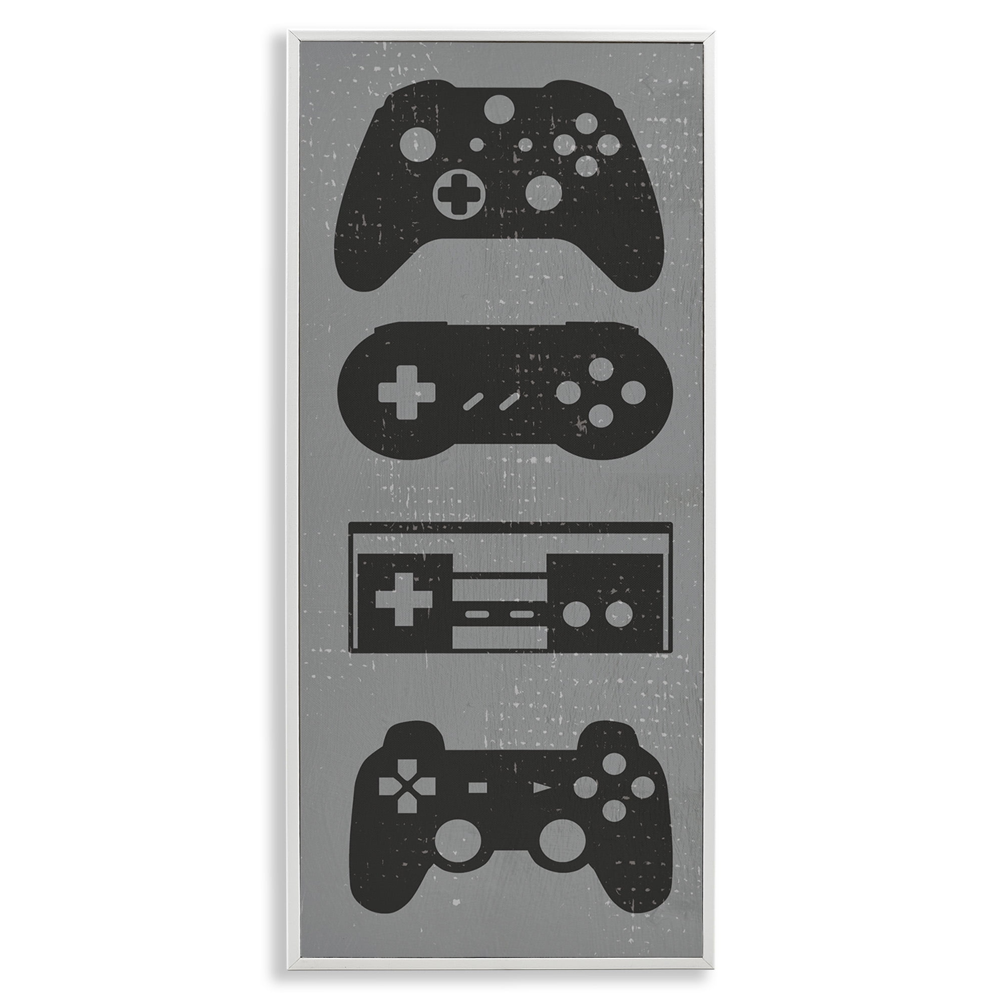 Stupell Industries Vintage Video Game Controllers Art for Kids Painting White Framed Art Print Wall Art, 13 x 30