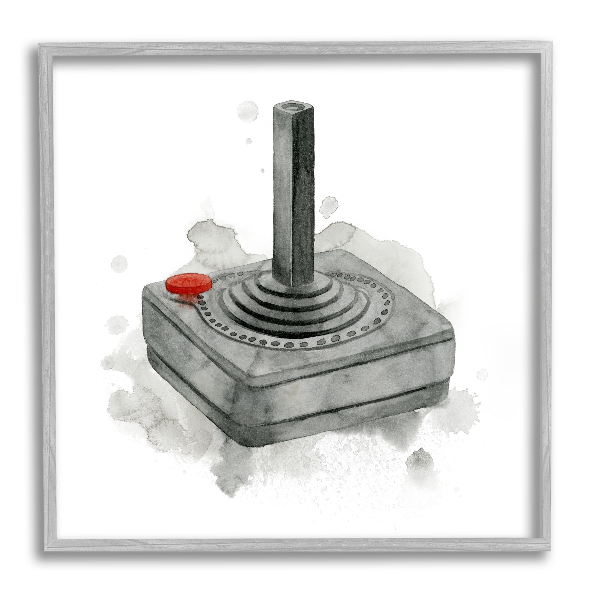 Stupell Industries Vintage Video Game Joystick Art for Kids Painting Gray Framed Art Print Wall Art