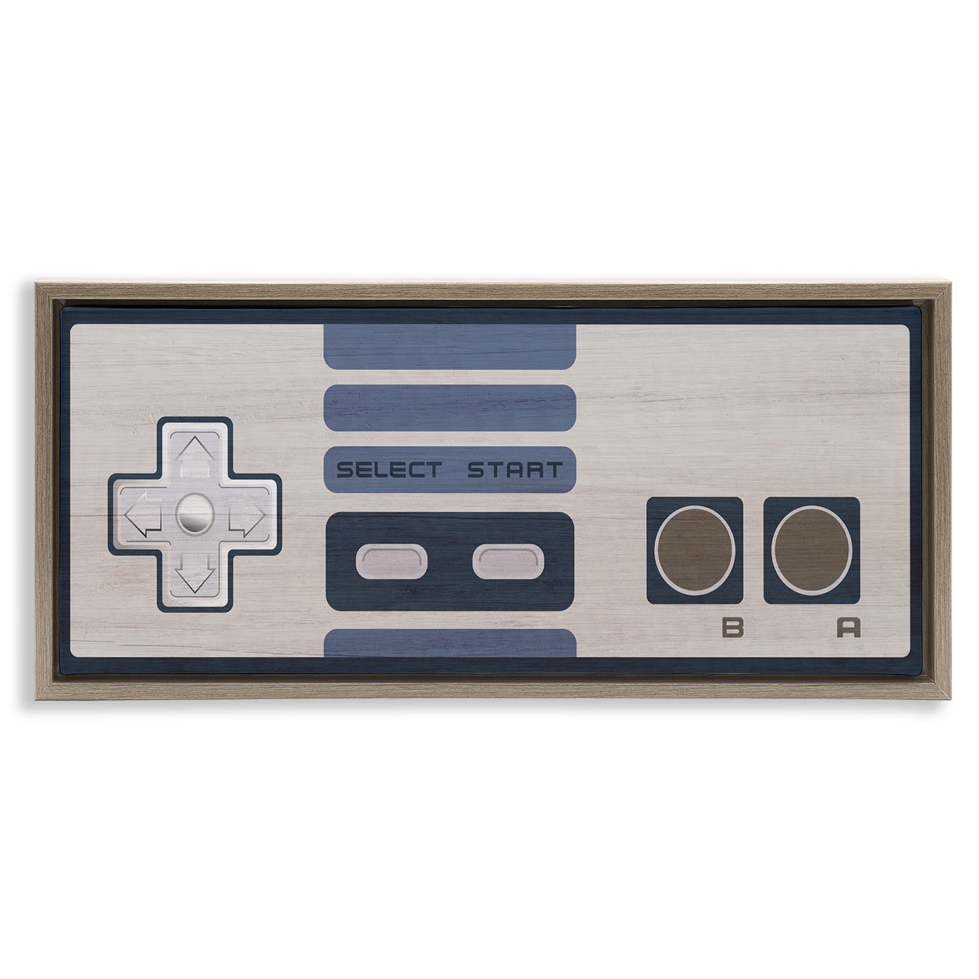 Stupell Industries Vintage Video Game System Sports Painting Brown Floater Framed Canvas Art Print Wall Art, 25 x 11