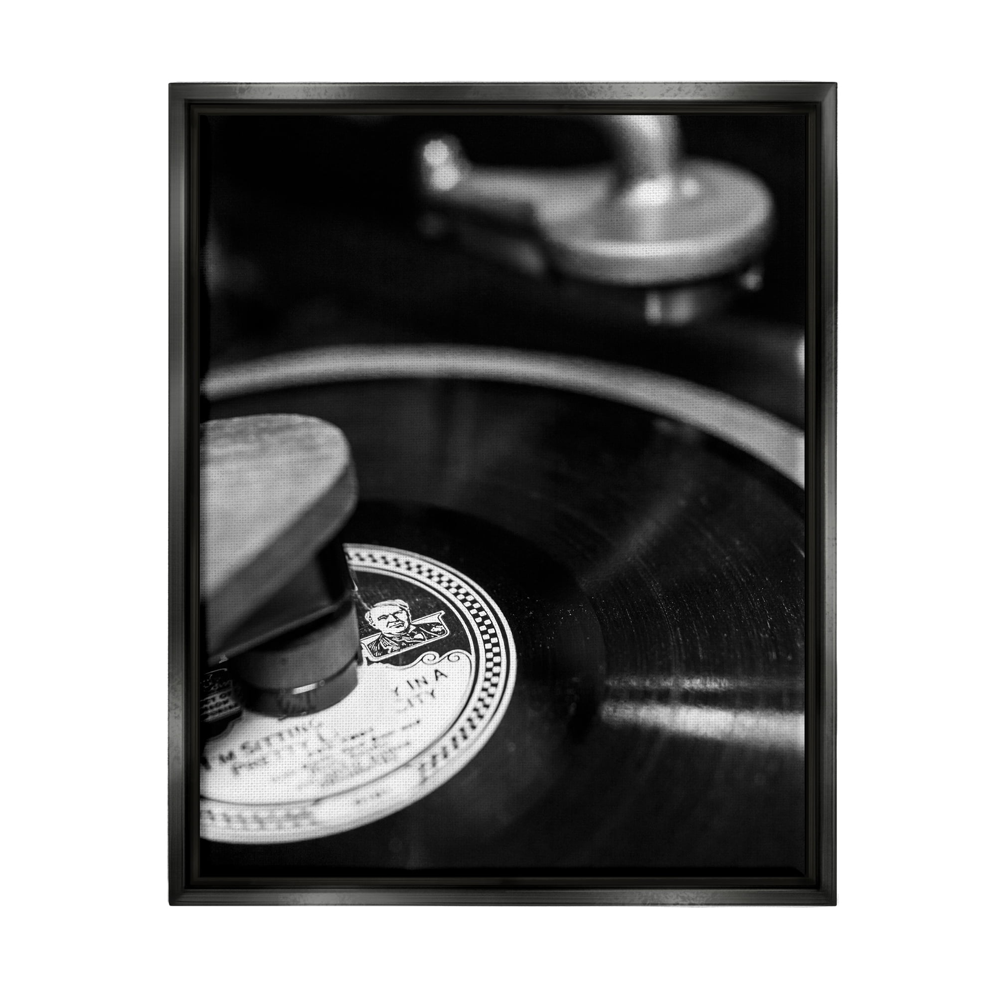 Stupell Industries Vintage Vinyl Record Nature Photography Black Floater Framed Canvas Art Print Wall Art, 25 x 31