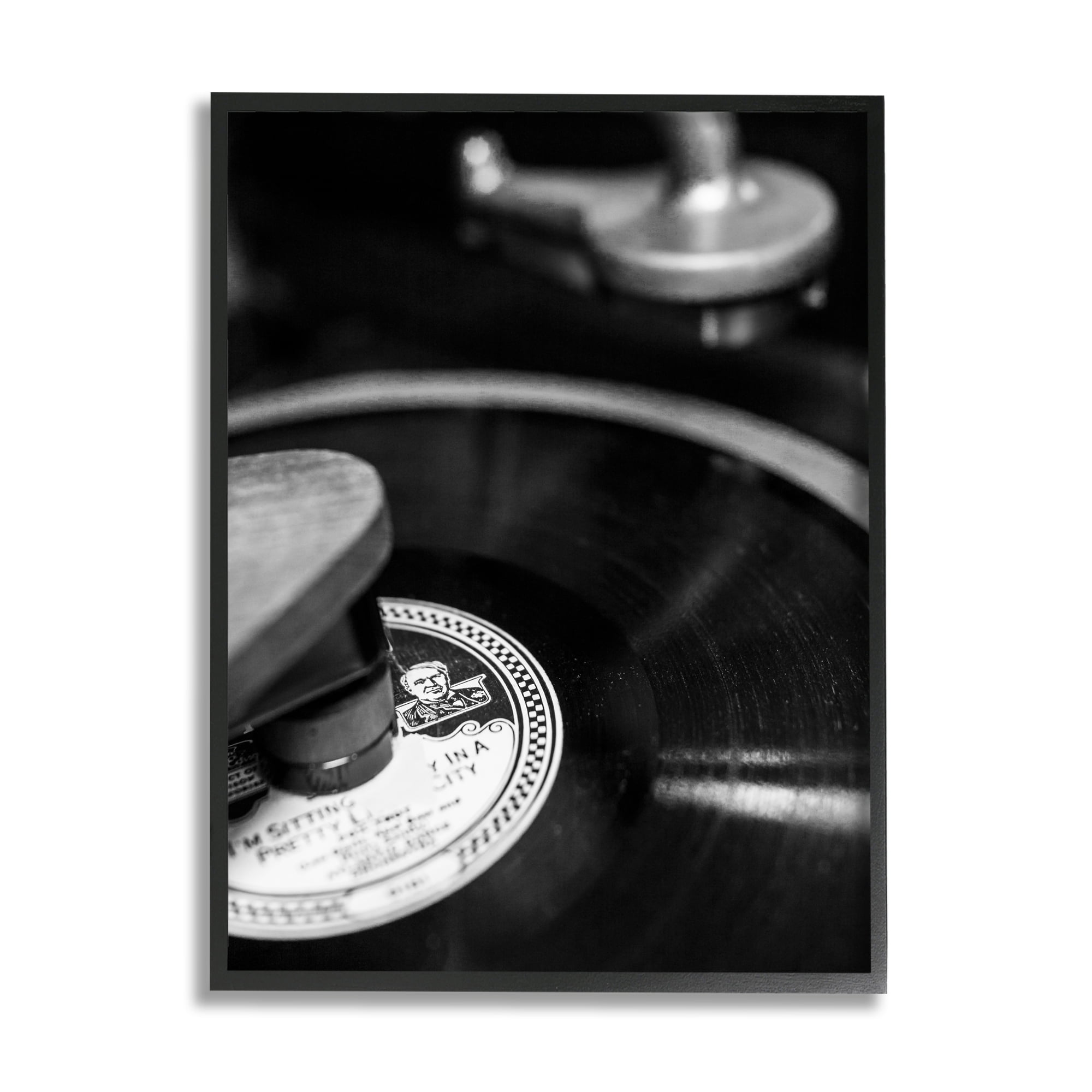 Stupell Industries Vintage Vinyl Record Nature Photography Black Framed Art Print Wall Art, 11 x 14