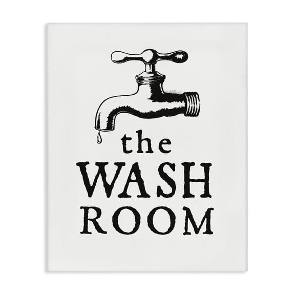Stupell Industries Vintage Wash Room Typography Painting Gallery Wrapped Canvas Art Print Wall Art, 16 x 20