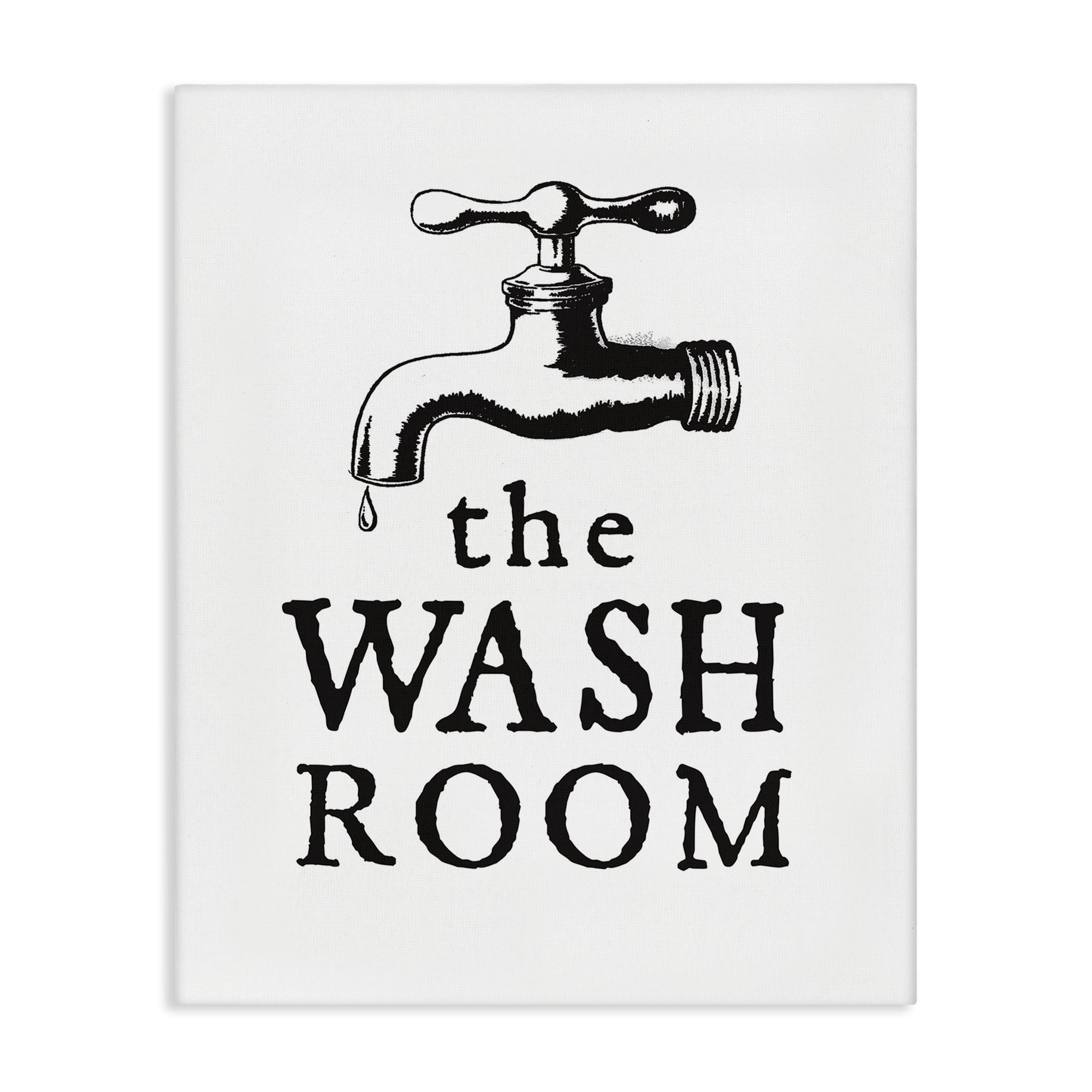 Stupell Industries Vintage Wash Room Typography Painting Gallery Wrapped Canvas Art Print Wall Art, 24 x 30