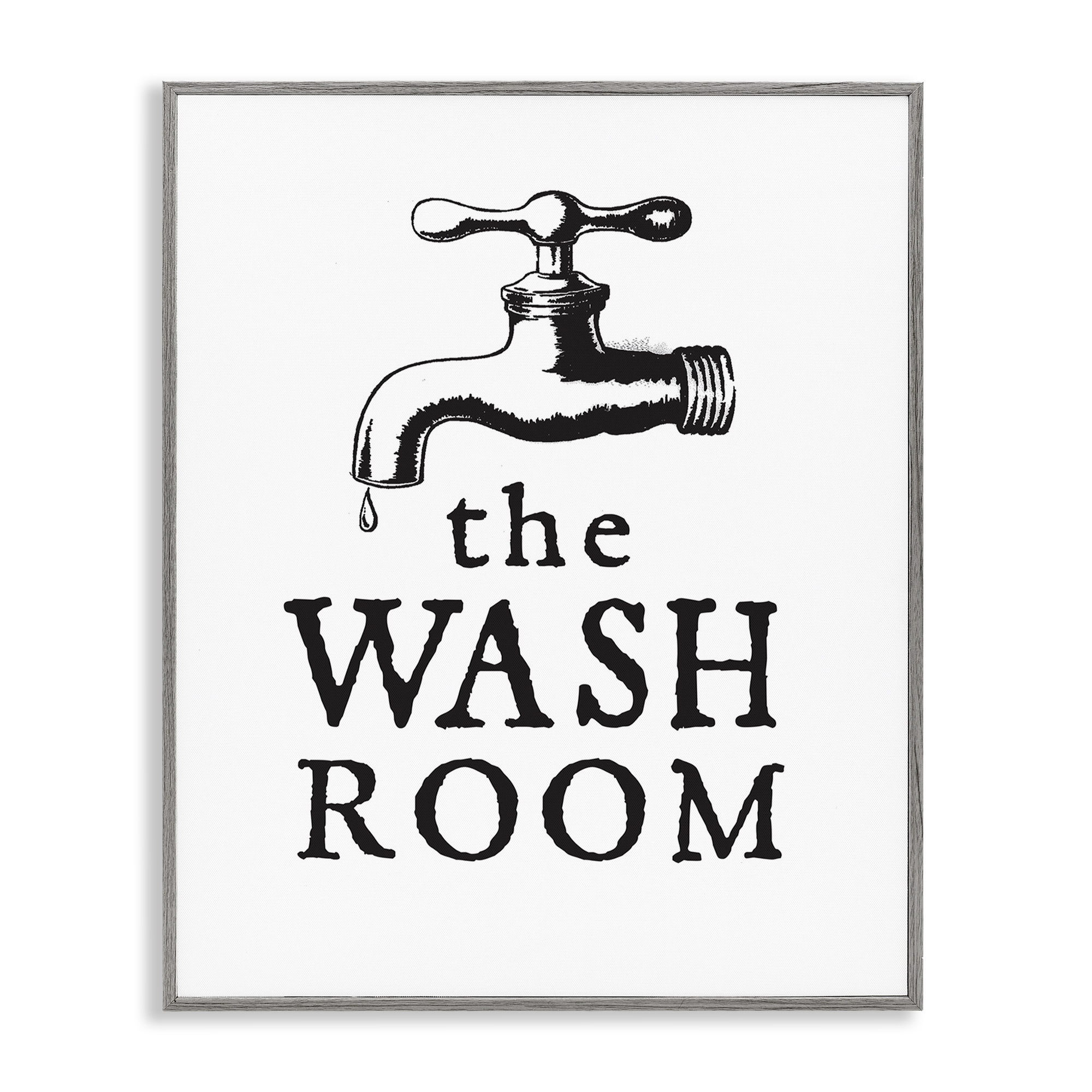 Stupell Industries Vintage Wash Room Typography Painting Gray Framed Art Print Wall Art, 11 x 14