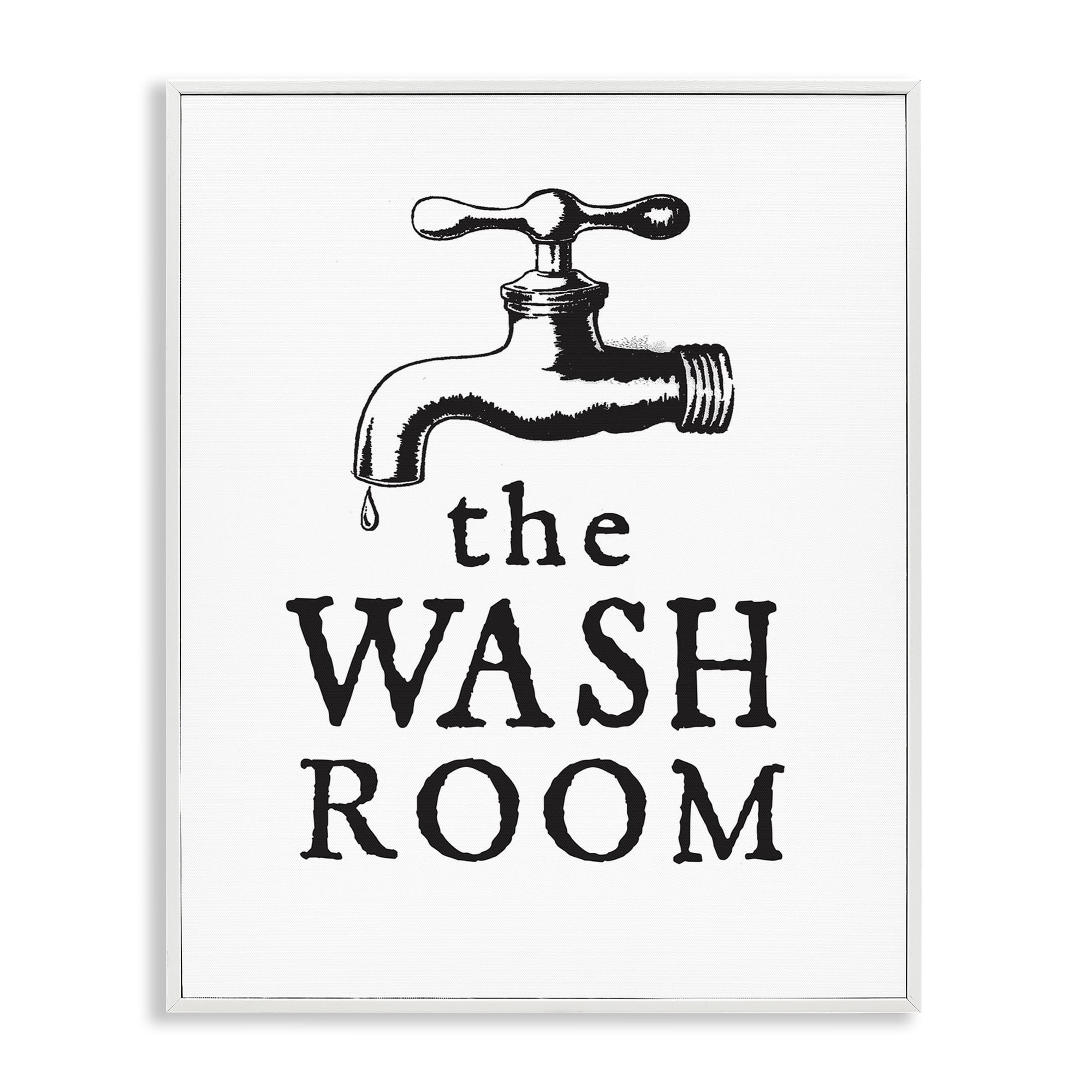 Stupell Industries Vintage Wash Room Typography Painting White Framed Art Print Wall Art, 24 x 30
