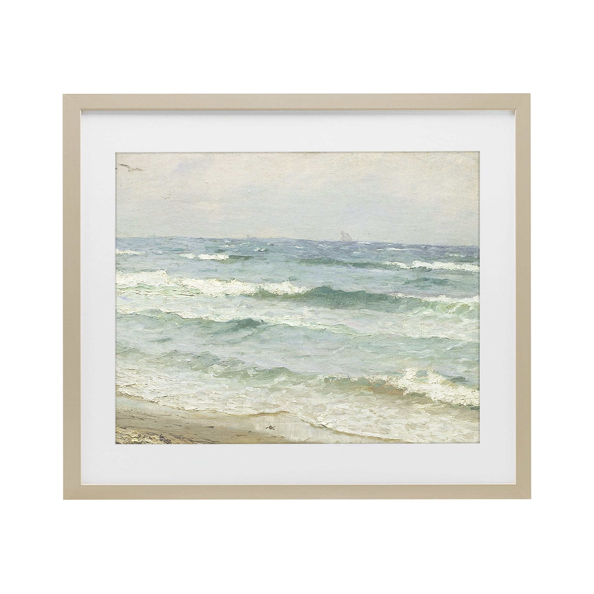 Stupell Industries Vintage Waves on The Shore Birch Framed Print Under Glass, design by Leah Straatsma