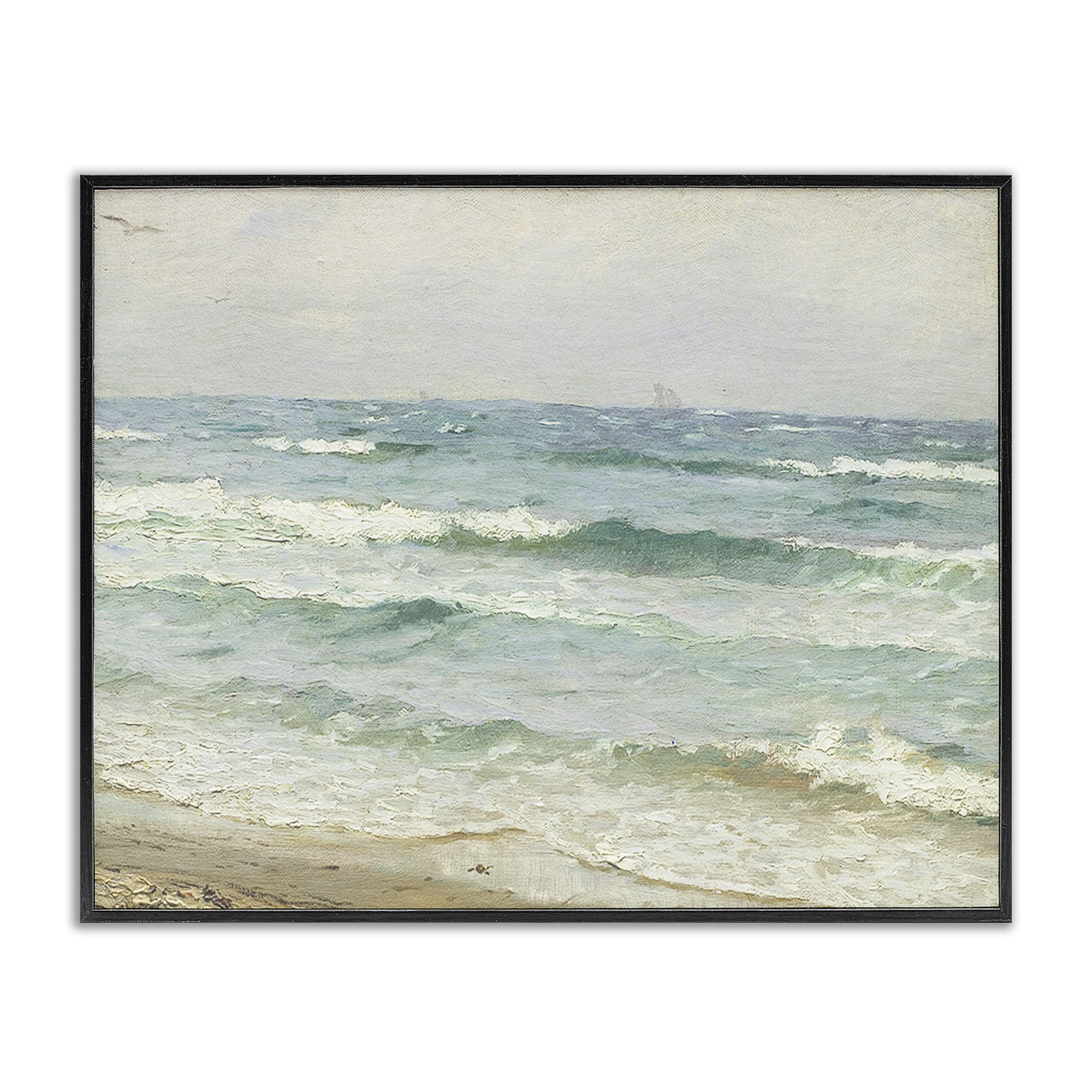 Stupell Industries Vintage Waves on The Shore Black Framed Giclee Art, design by Leah Straatsma