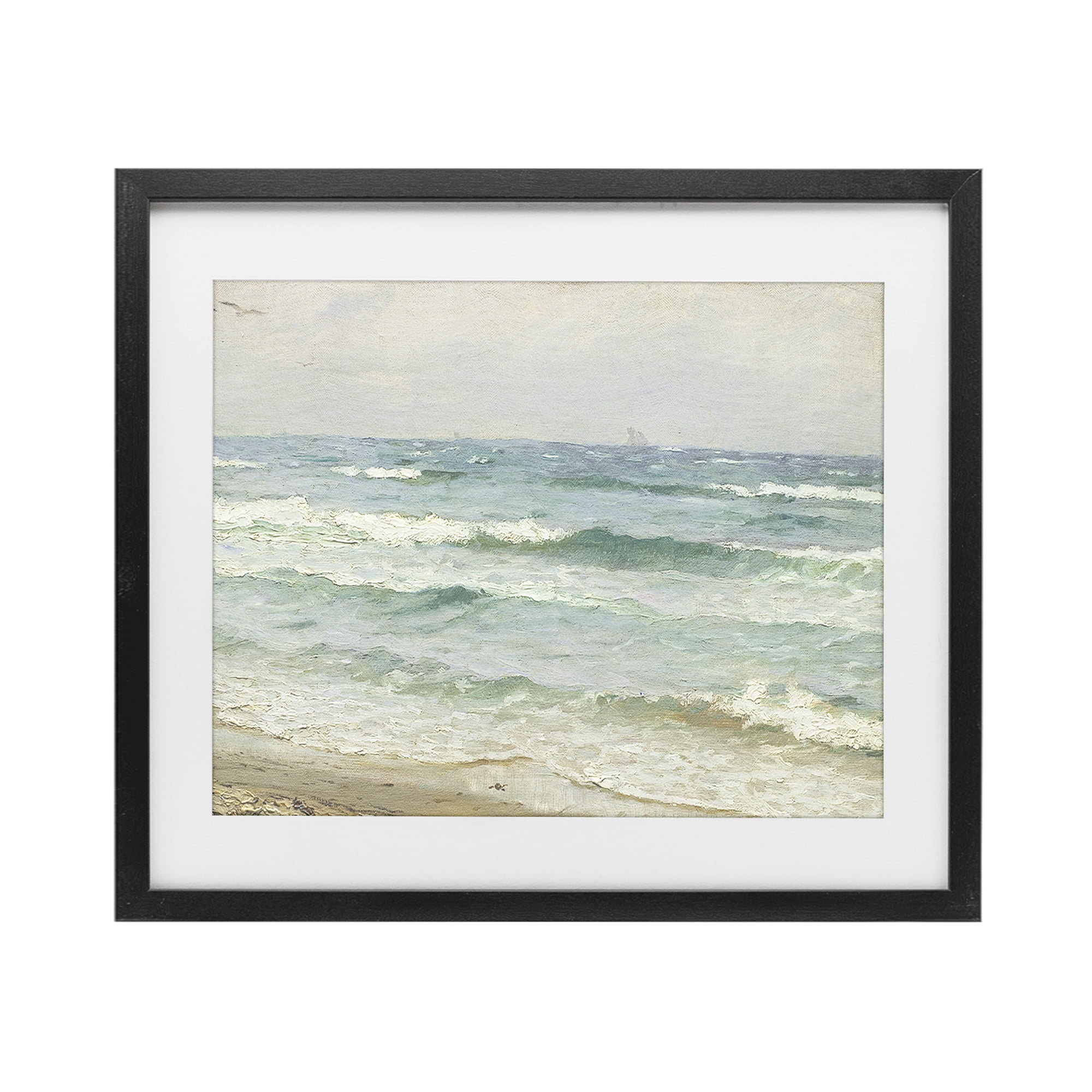 Stupell Industries Vintage Waves on The Shore Black Framed Print Under Glass, design by Leah Straatsma