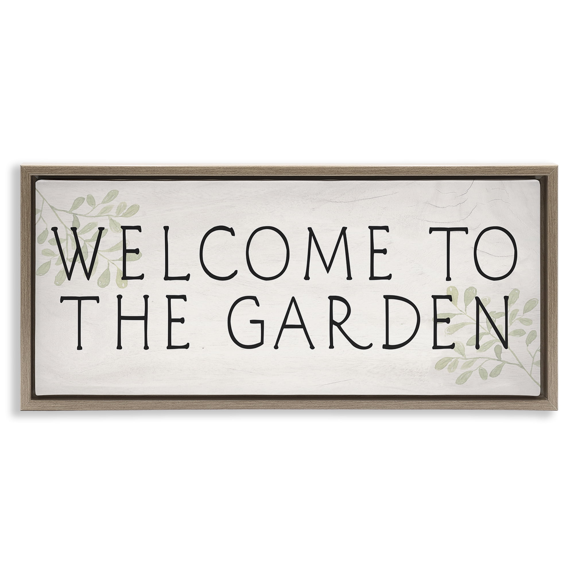 Stupell Industries Vintage Welcome Gardener Plants & Flowers Painting Brown Floater Framed Canvas Art Print Wall Art, 25 x 11