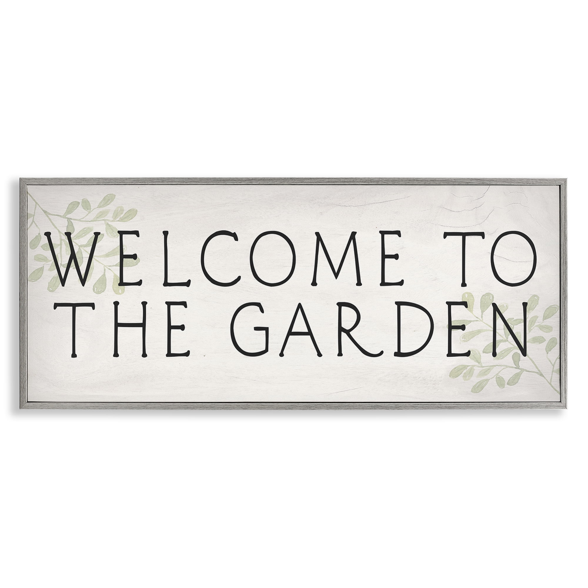 Stupell Industries Vintage Welcome Gardener Plants & Flowers Painting Gray Framed Art Print Wall Art, 24 x 10