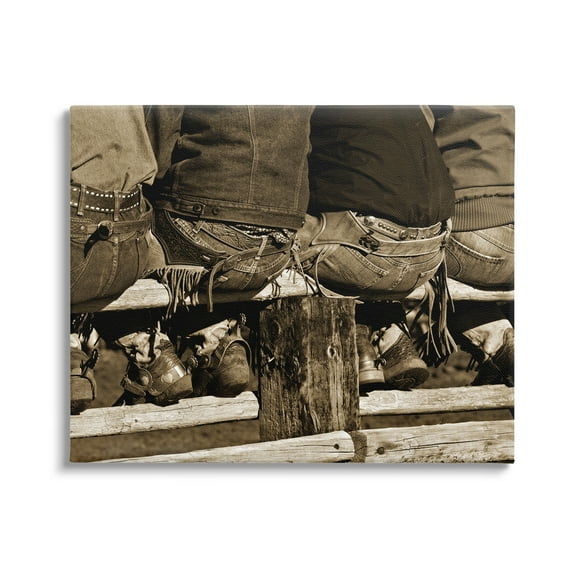 Stupell Industries Vintage Western Cowboys Sitting Sepia Photography Photograph Gallery Wrapped Canvas Print Wall Art, Design by Lisa Dearing