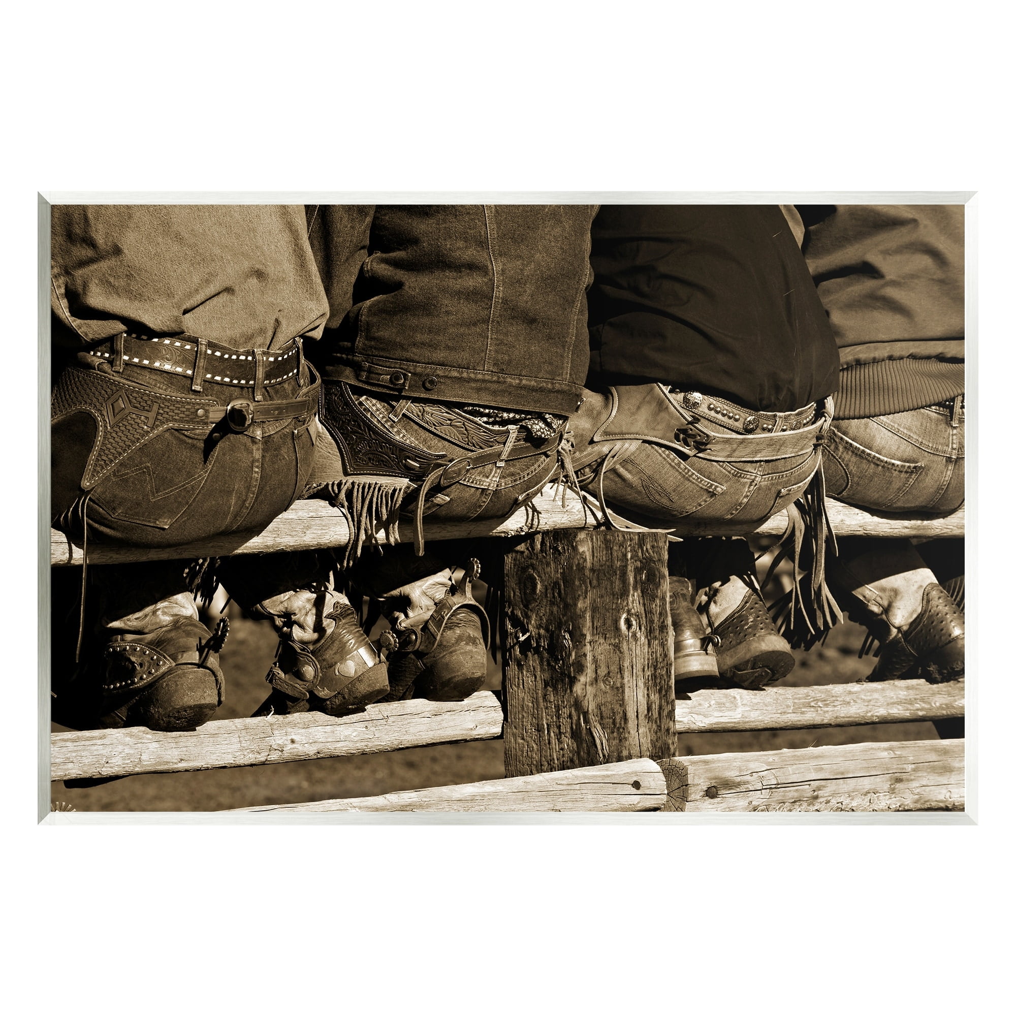 Stupell Industries Vintage Western Cowboys Sitting Sepia Photography Photograph Unframed Art Print Wall Art, Design by Lisa Dearing