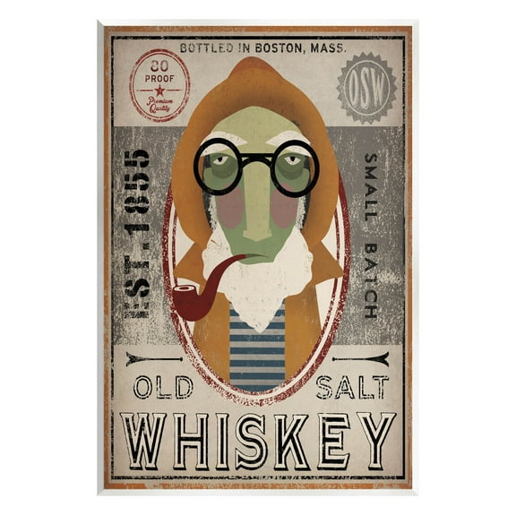 Stupell Industries Vintage Whiskey Logo Sign Graphic Art Unframed Art Print Wall Art, Design by Ryan Fowler