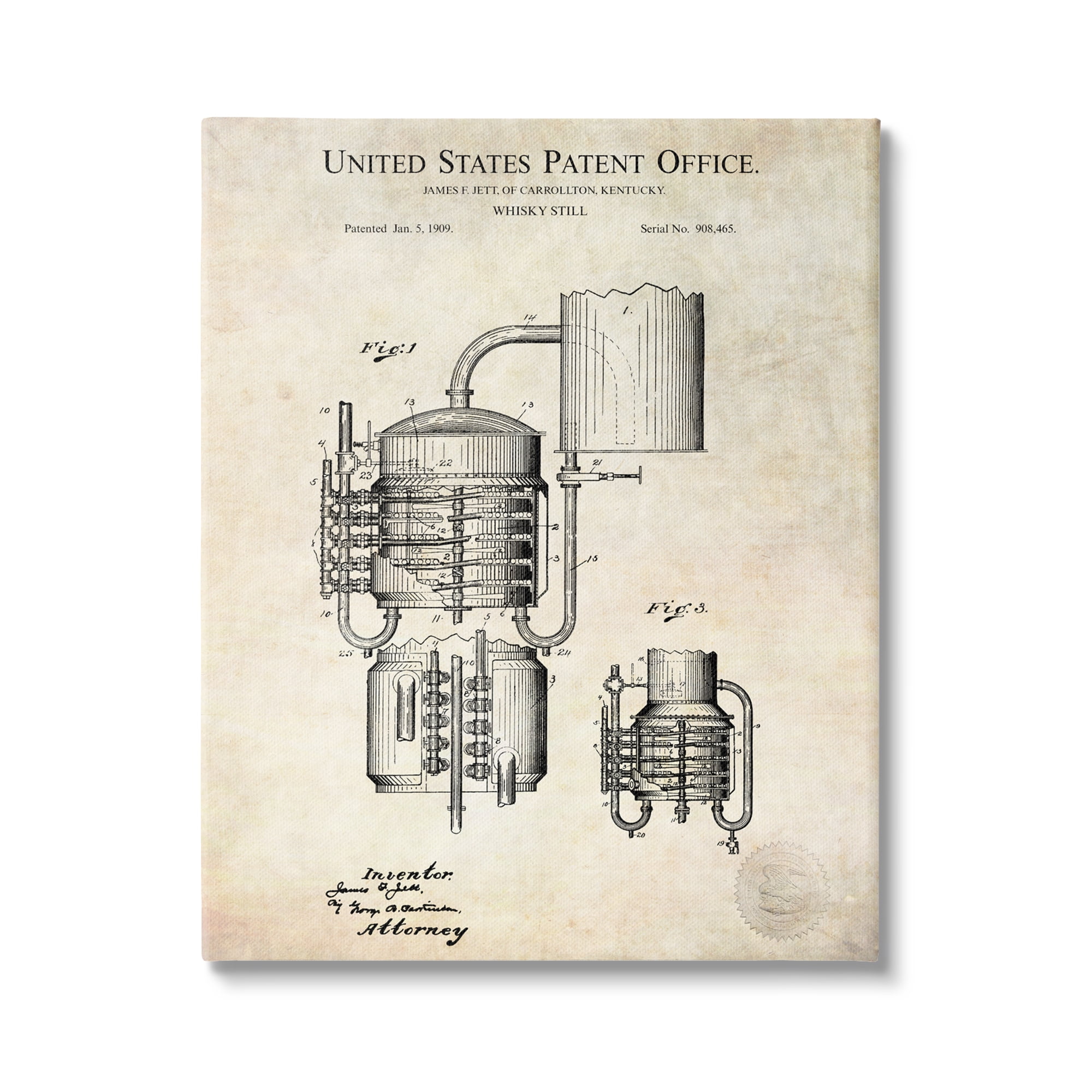 Stupell Industries Vintage Whiskey Still Liquor Detailed Blueprint Diagram Canvas Wall Art, 36 x 48, Design by Karl Hronek