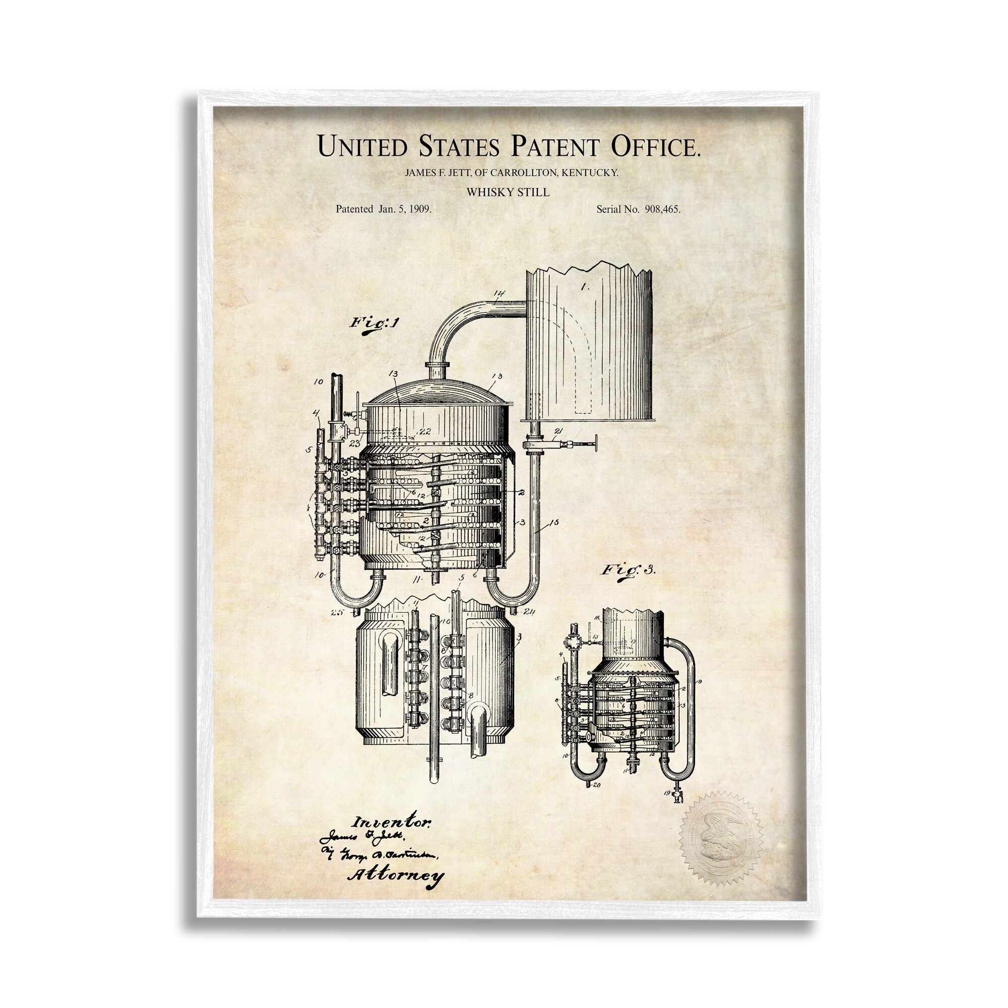 Stupell Industries Vintage Whiskey Still Liquor Detailed Blueprint Diagram Framed Wall Art, 11 x 14, Design by Karl Hronek