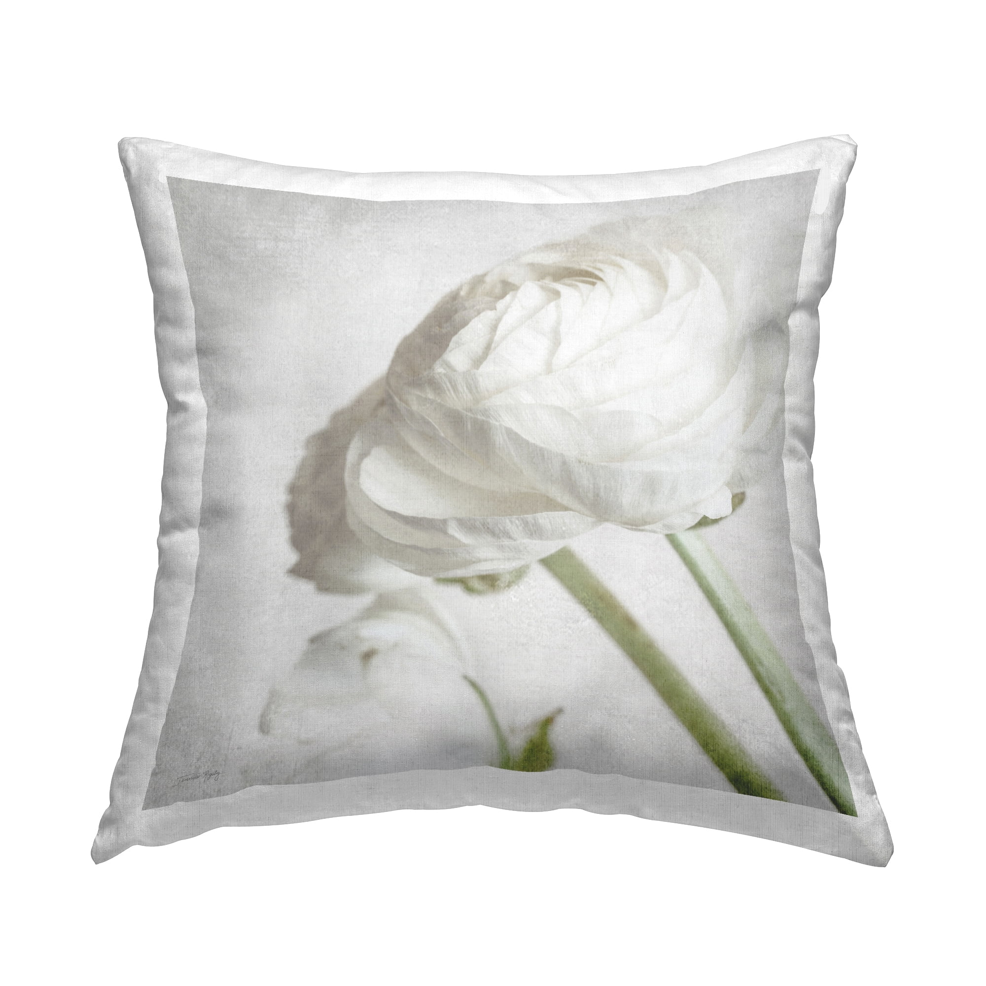 Stupell Industries Vintage White Peony Buds Printed Throw Pillow Design by Jennifer Rigsby