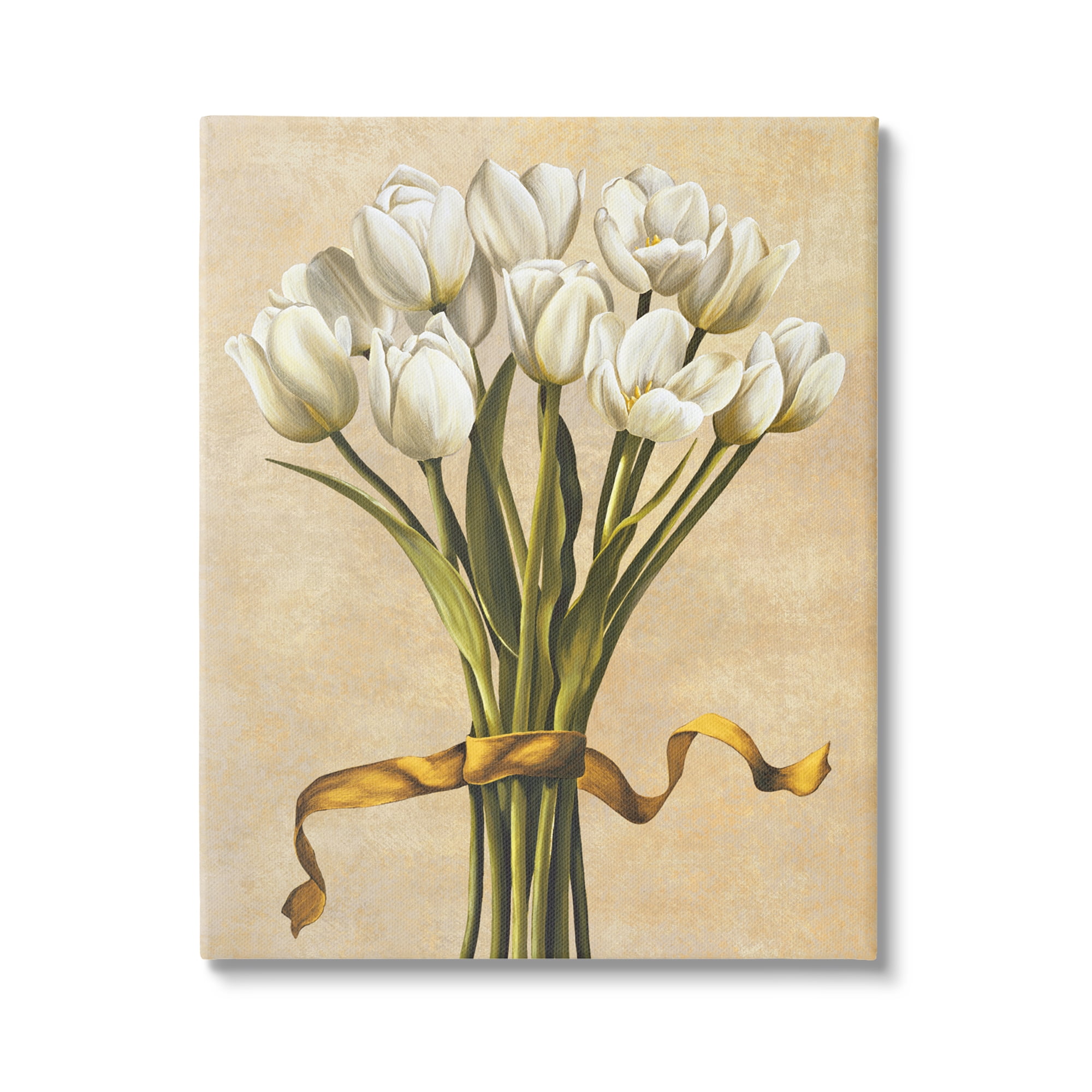 Stupell Industries Vintage White Tulips Botanical & Floral Painting Gallery Wrapped Canvas Art Print Wall Art, 30 x 40
