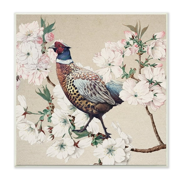 Stupell Industries Vintage Wild Turkey on Pink Tree Blossoms Wall Plaque by Ziwei Li