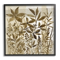 Stupell Industries Vintage Wildflower Field Abstraction Brown Tan Plaid Botanical & Floral Painting Black Framed Art Print Wall Art, 12 x 12