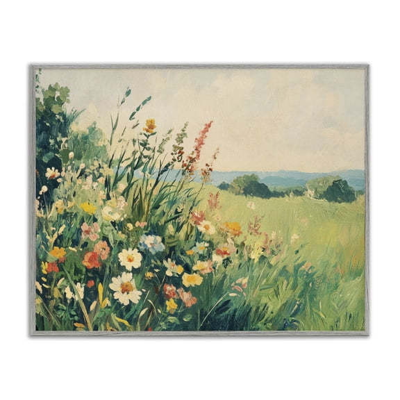Stupell Industries Vintage Wildflowers in Field Gray Framed Giclee Art design by Petal Prints Design, 11 x 14