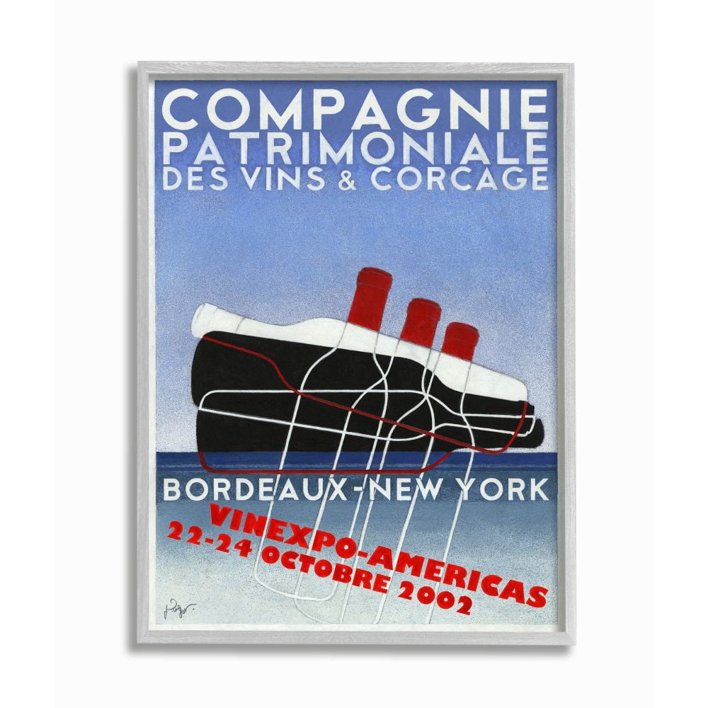 Stupell Industries Vintage Wine Bottle Poster Framed Wall Art by Jean-Pierre Got