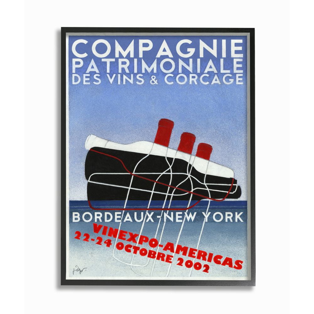 Stupell Industries Vintage Wine Bottle Poster Framed Wall Art by Jean-Pierre Got