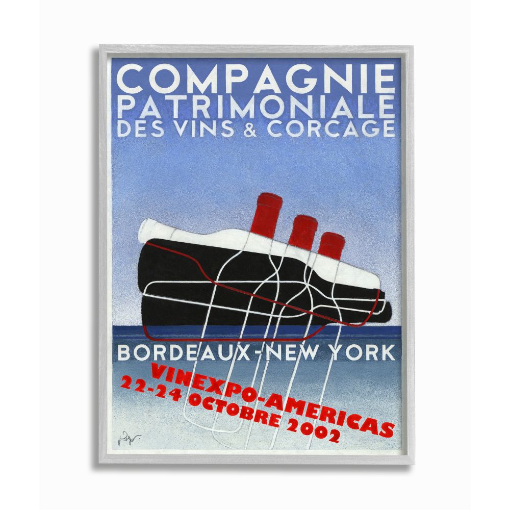 Stupell Industries Vintage Wine Bottle Poster Framed Wall Art by Jean-Pierre Got