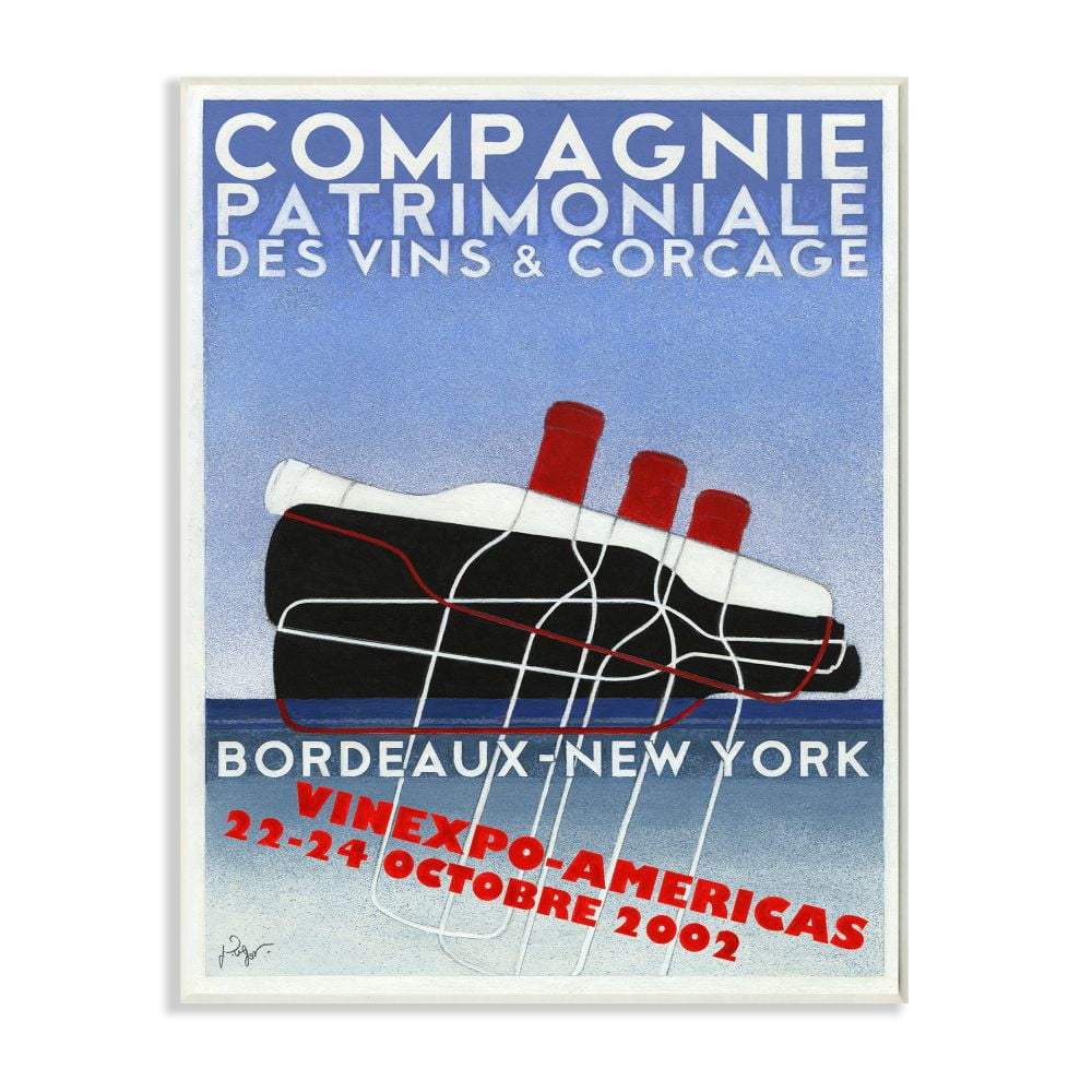 Stupell Industries Vintage Wine Bottle Poster Wall Plaque by Jean-Pierre Got
