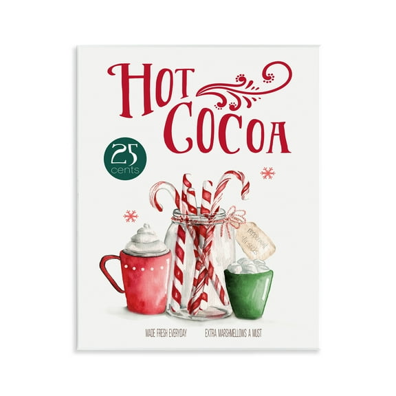 Stupell Industries Vintage Winter Hot Cocoa Holiday Painting Unframed Art Prints Wall Art, 11 x 14