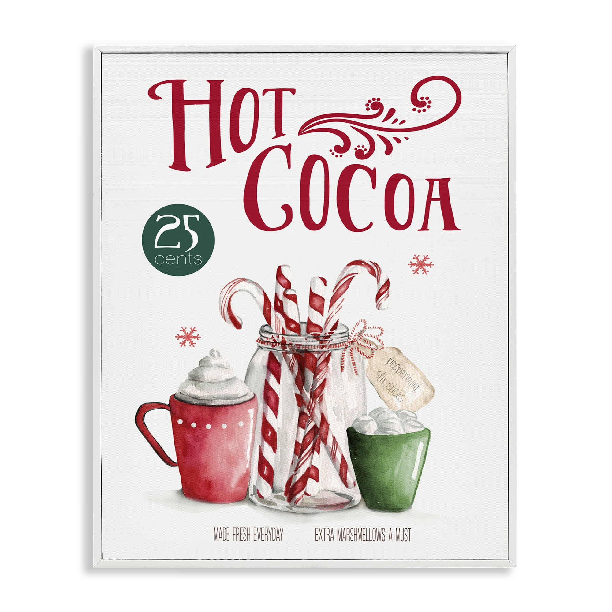 Stupell Industries Vintage Winter Hot Cocoa Holiday Painting White Framed Art Prints Wall Art, 11 x 14