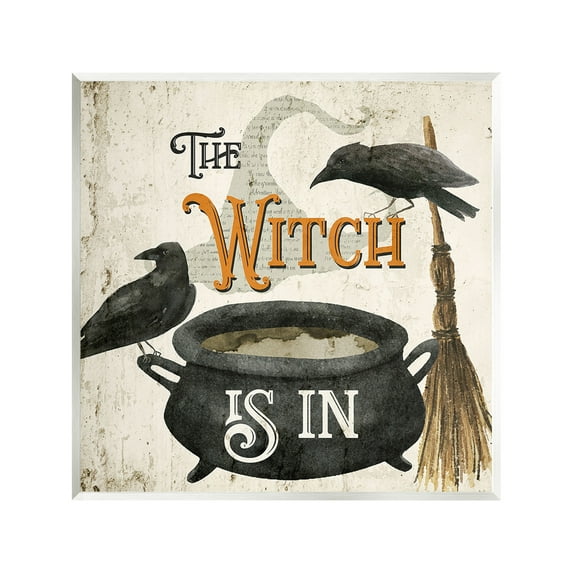 Stupell Industries Vintage Witch Is In Holiday Painting Unframed Art Print Wall Art, 12 x 12